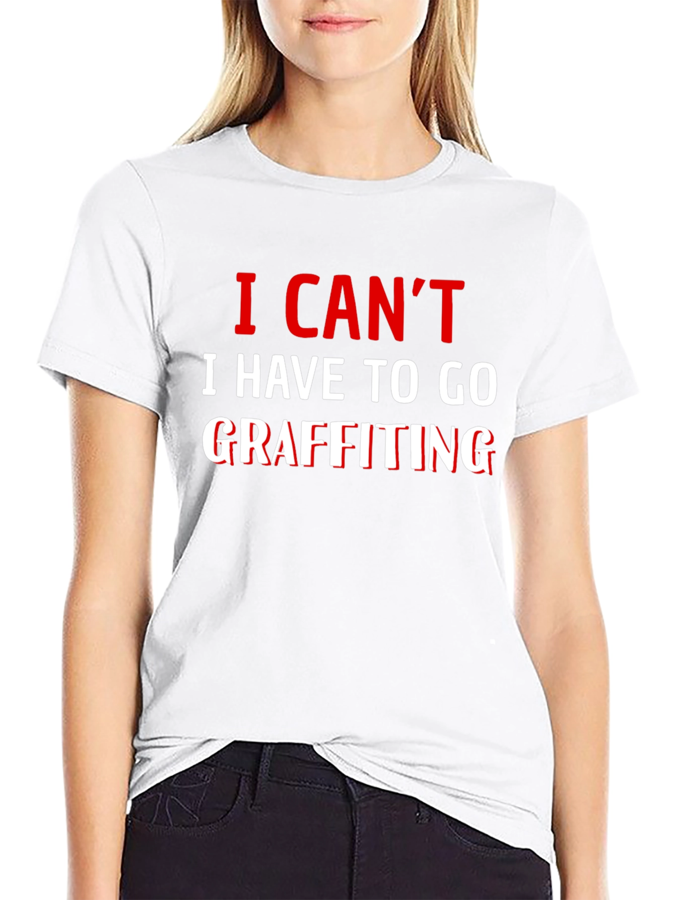I Cant Graffiting T-Shirt - Black Crew Neck