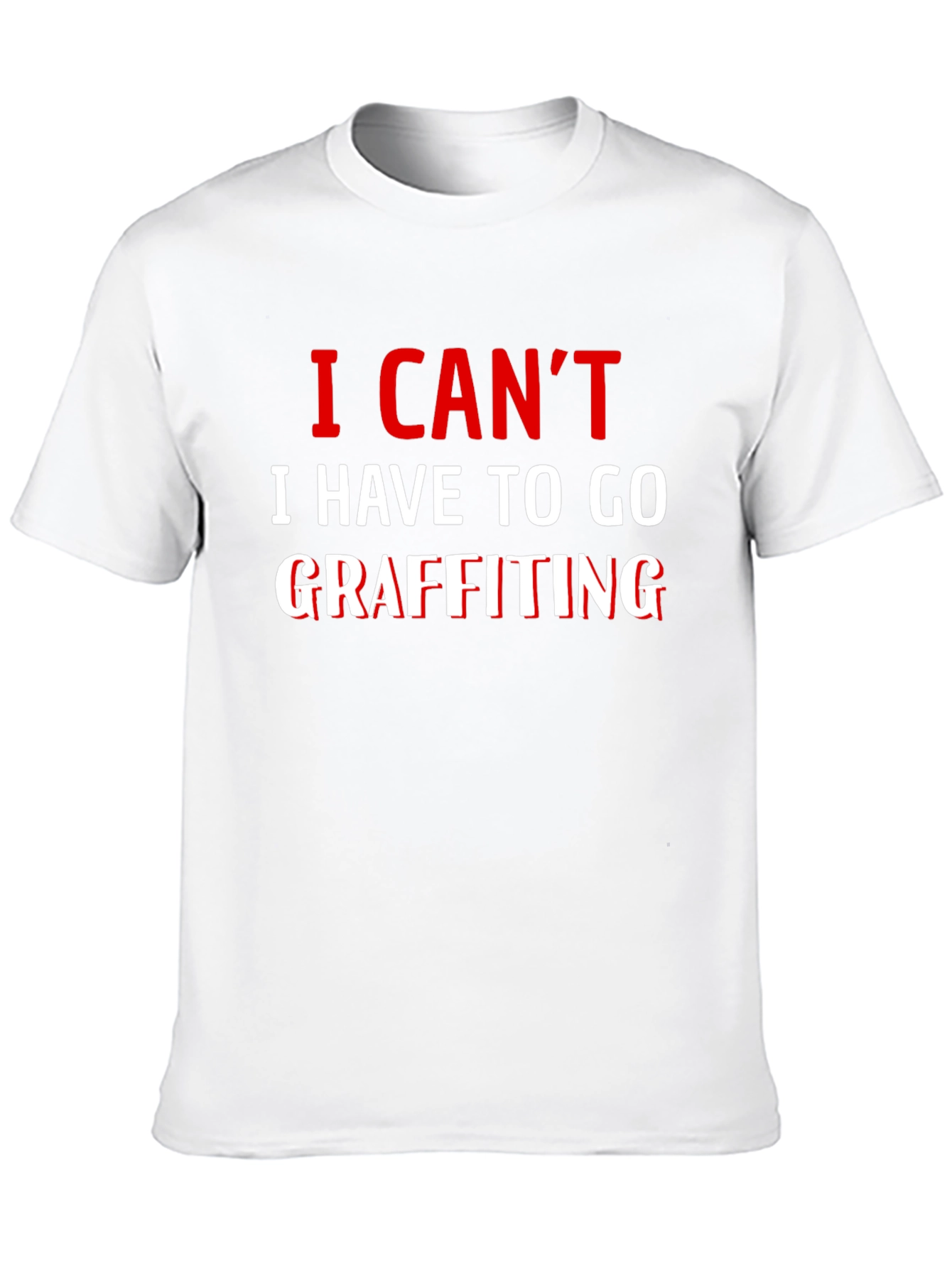 I Cant Graffiting T-Shirt - Black Crew Neck