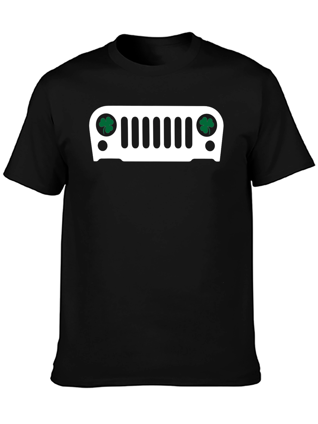 St. Patricks Day Jeep Grille Black T-Shirt