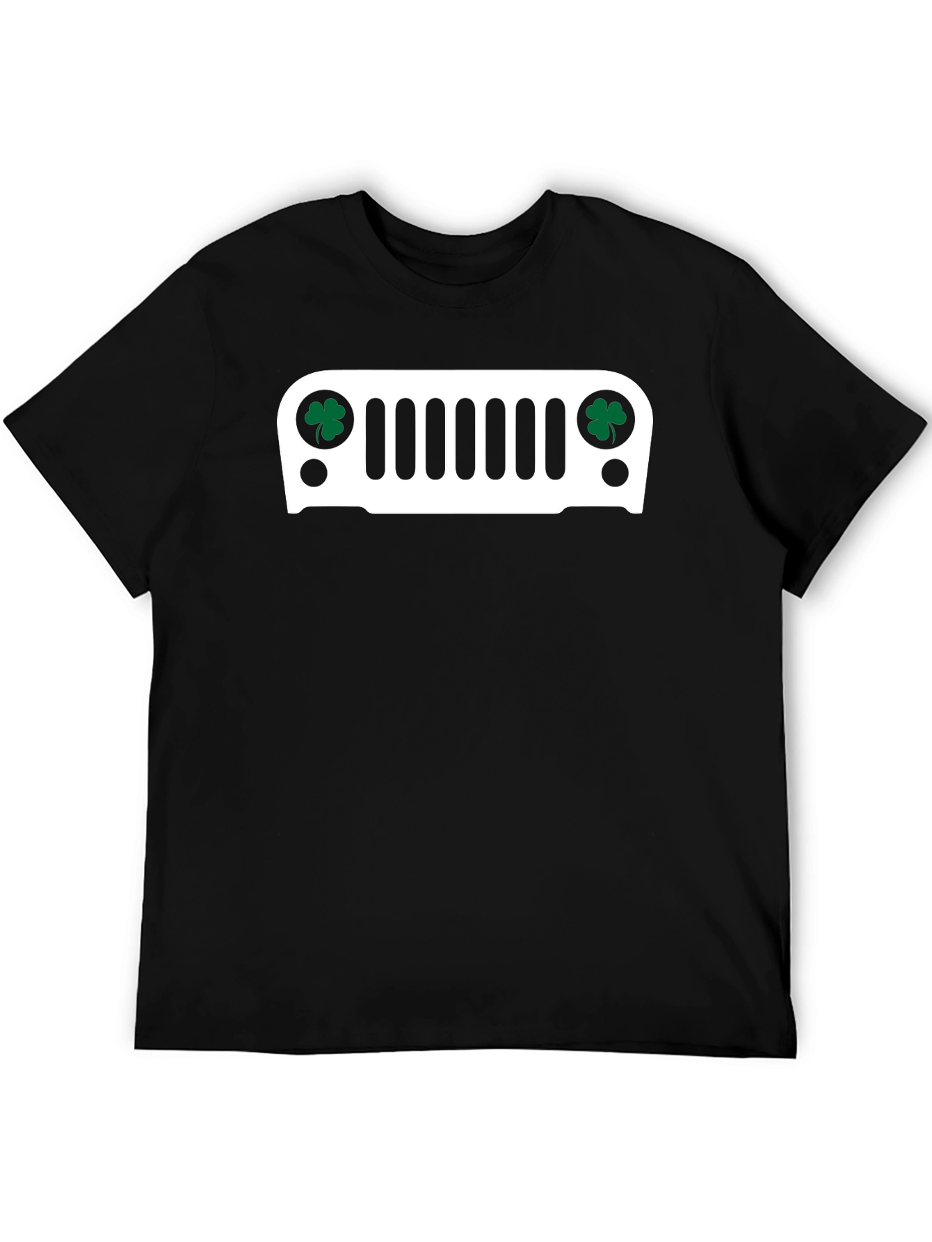 St. Patricks Day Jeep Grille Black T-Shirt