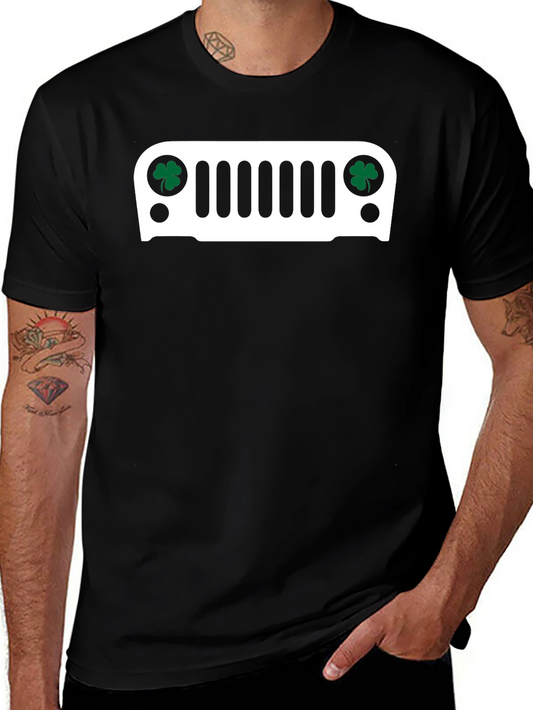St. Patricks Day Jeep Grille Black T-Shirt