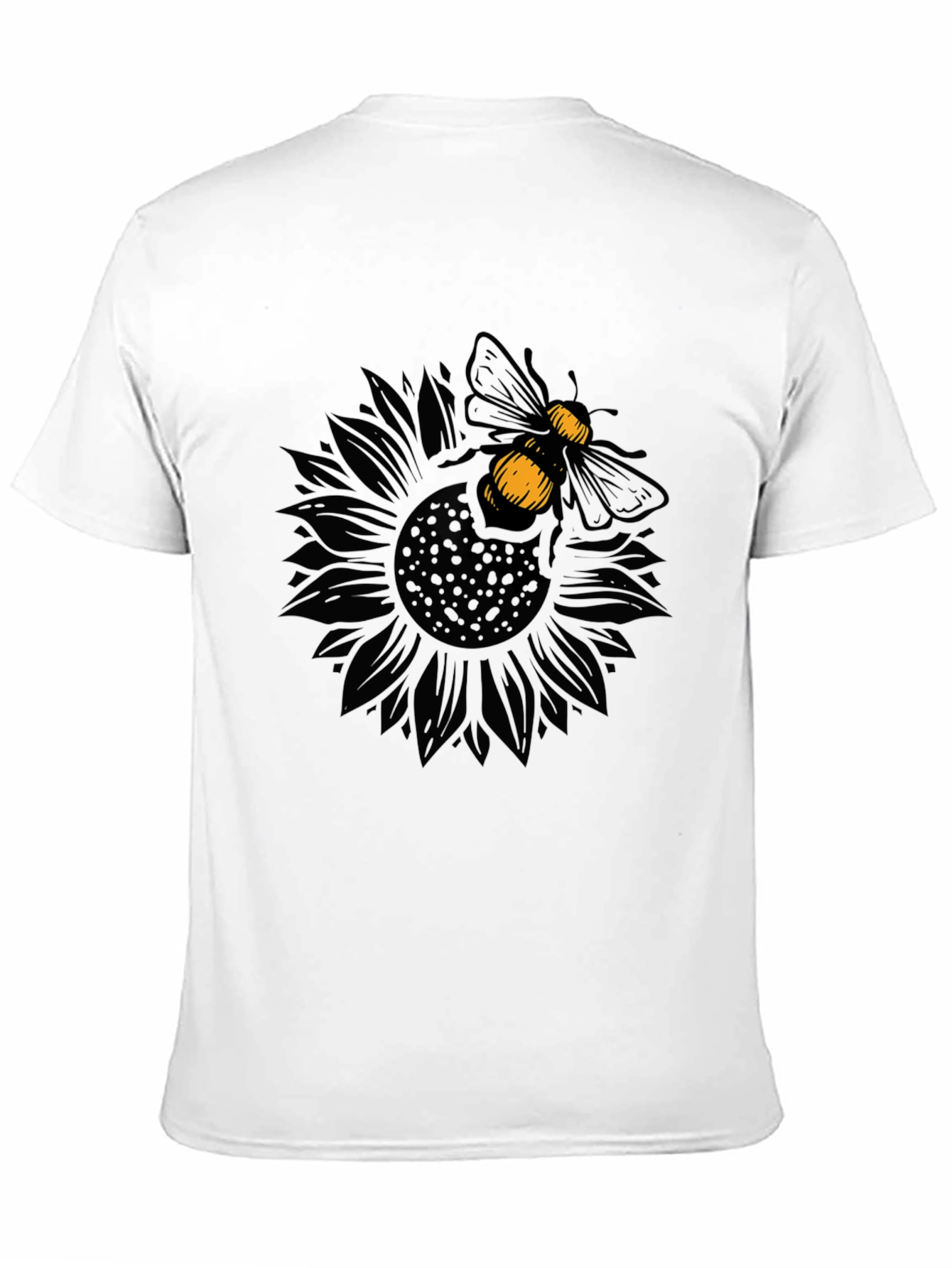 Bee on Sunflower Graphic Black T-Shirt