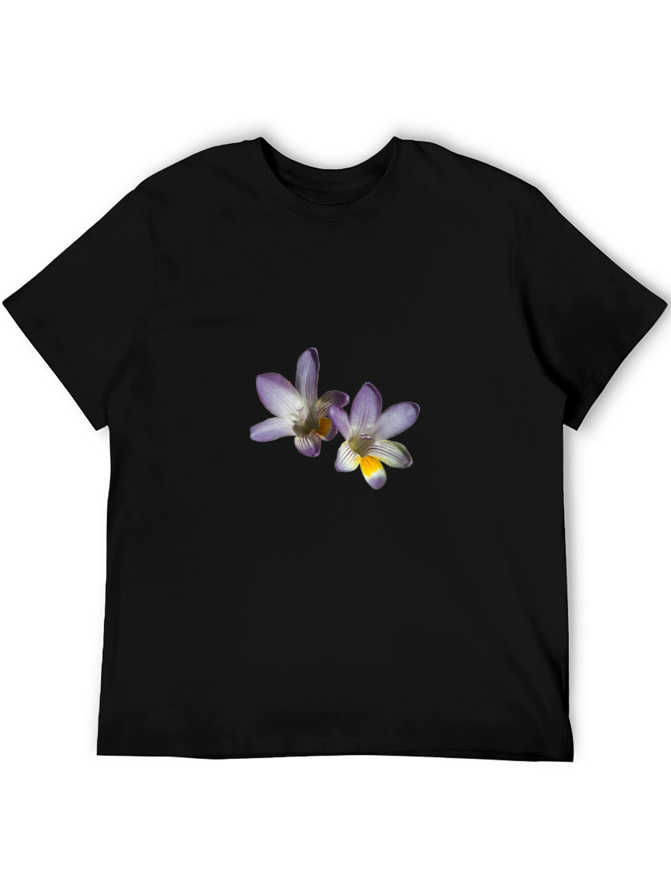 Floral Print Mens Black T-Shirt