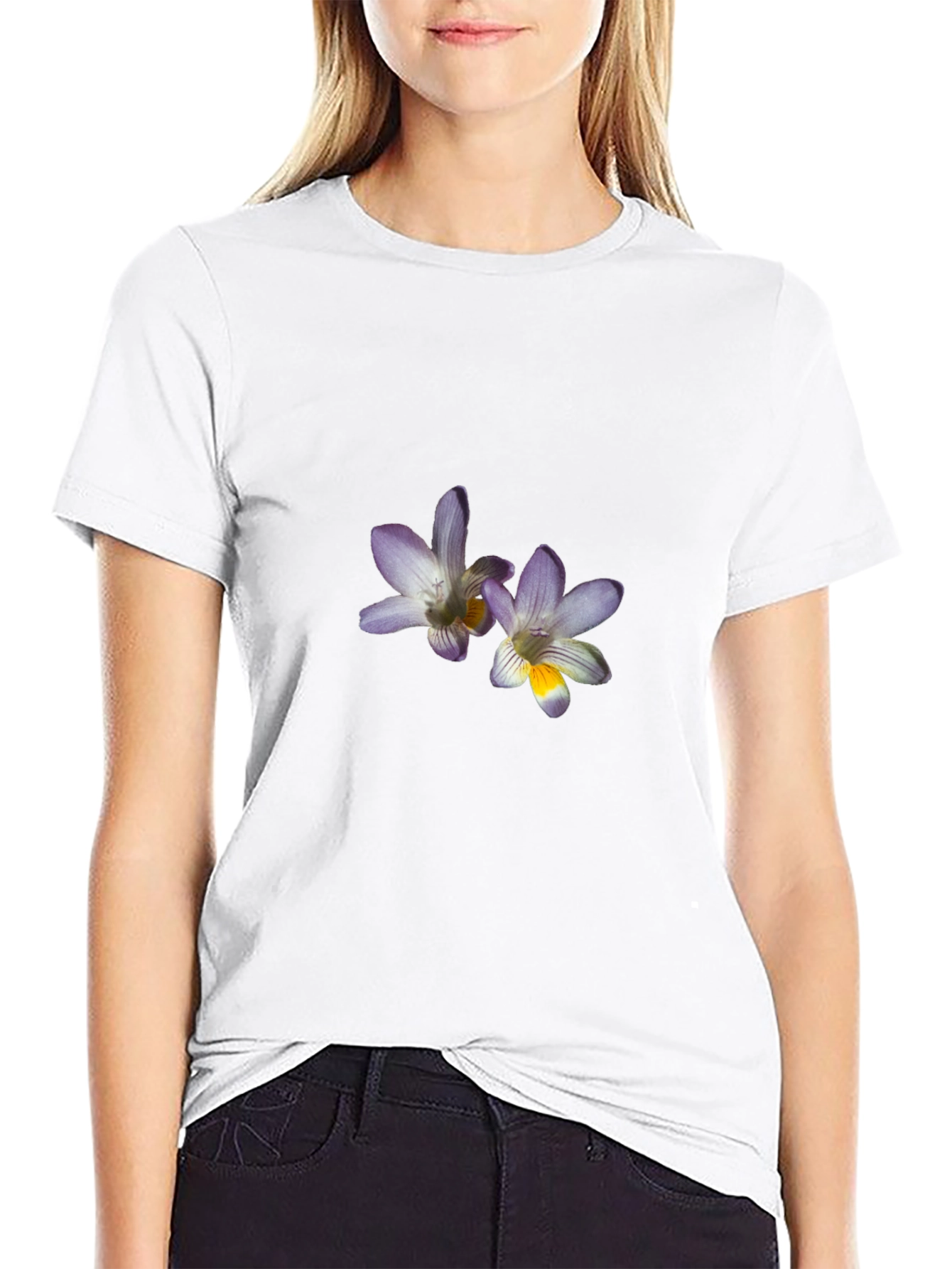 Floral Print Mens Black T-Shirt