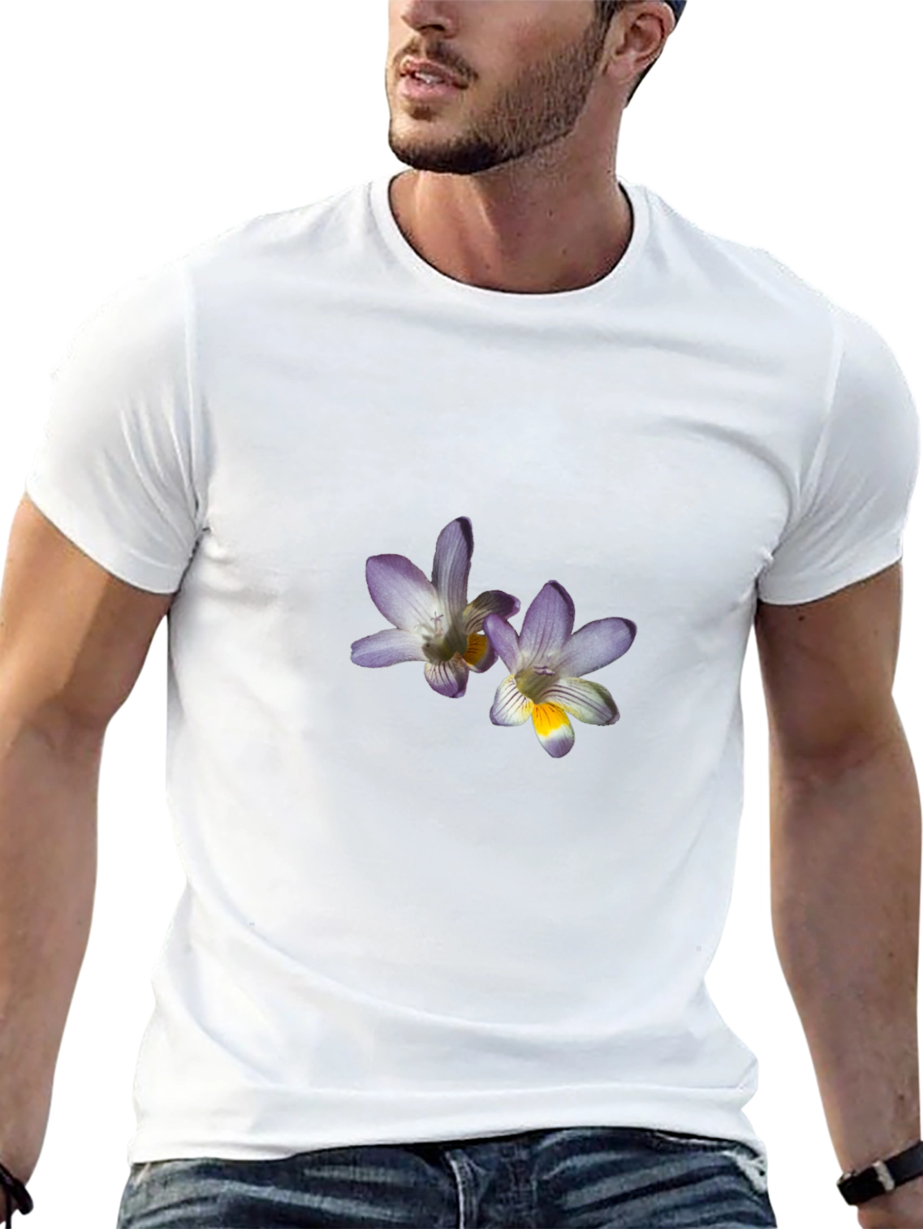 Floral Print Mens Black T-Shirt