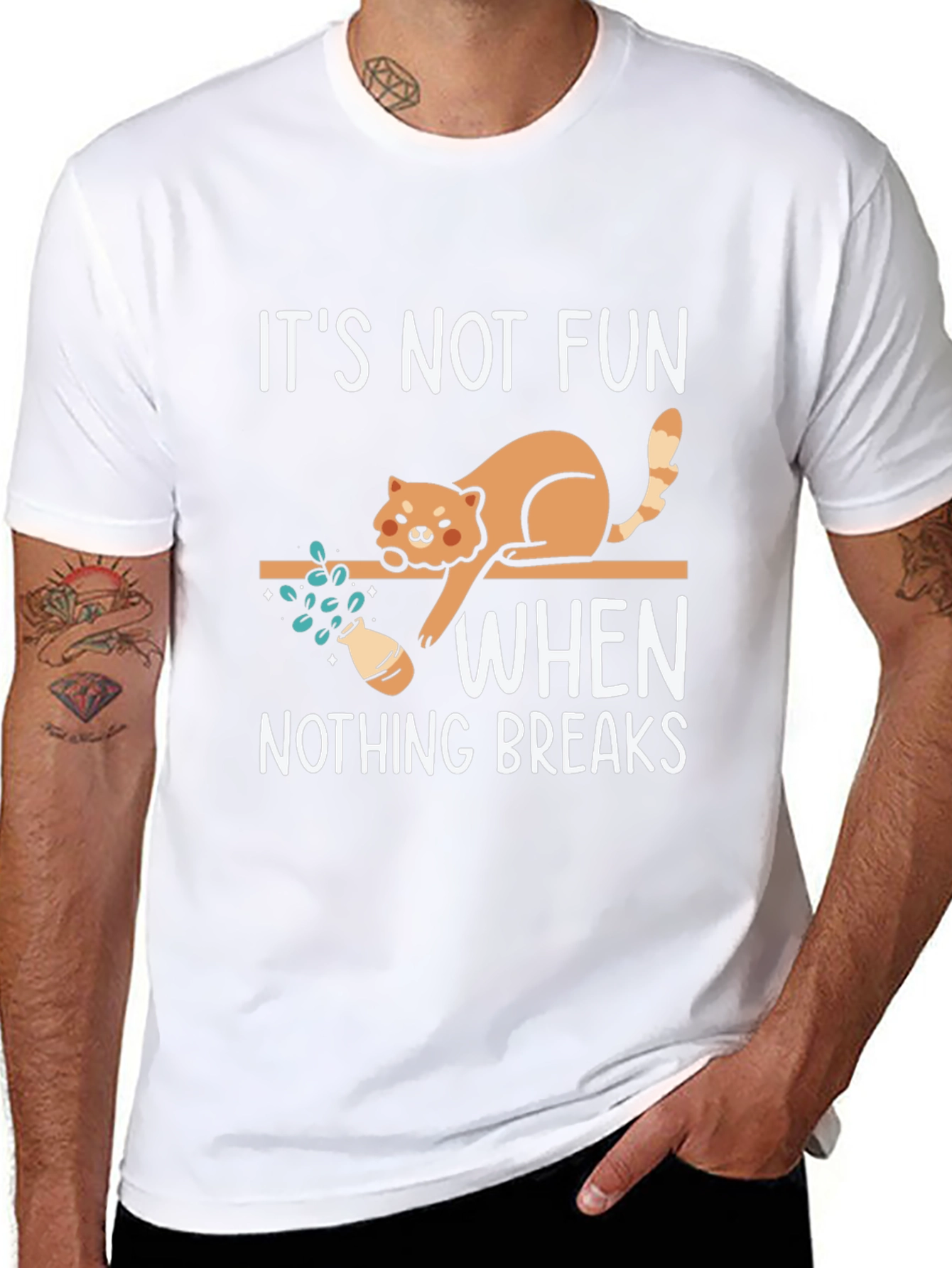 Funny Cat Breaks Things Graphic Tee