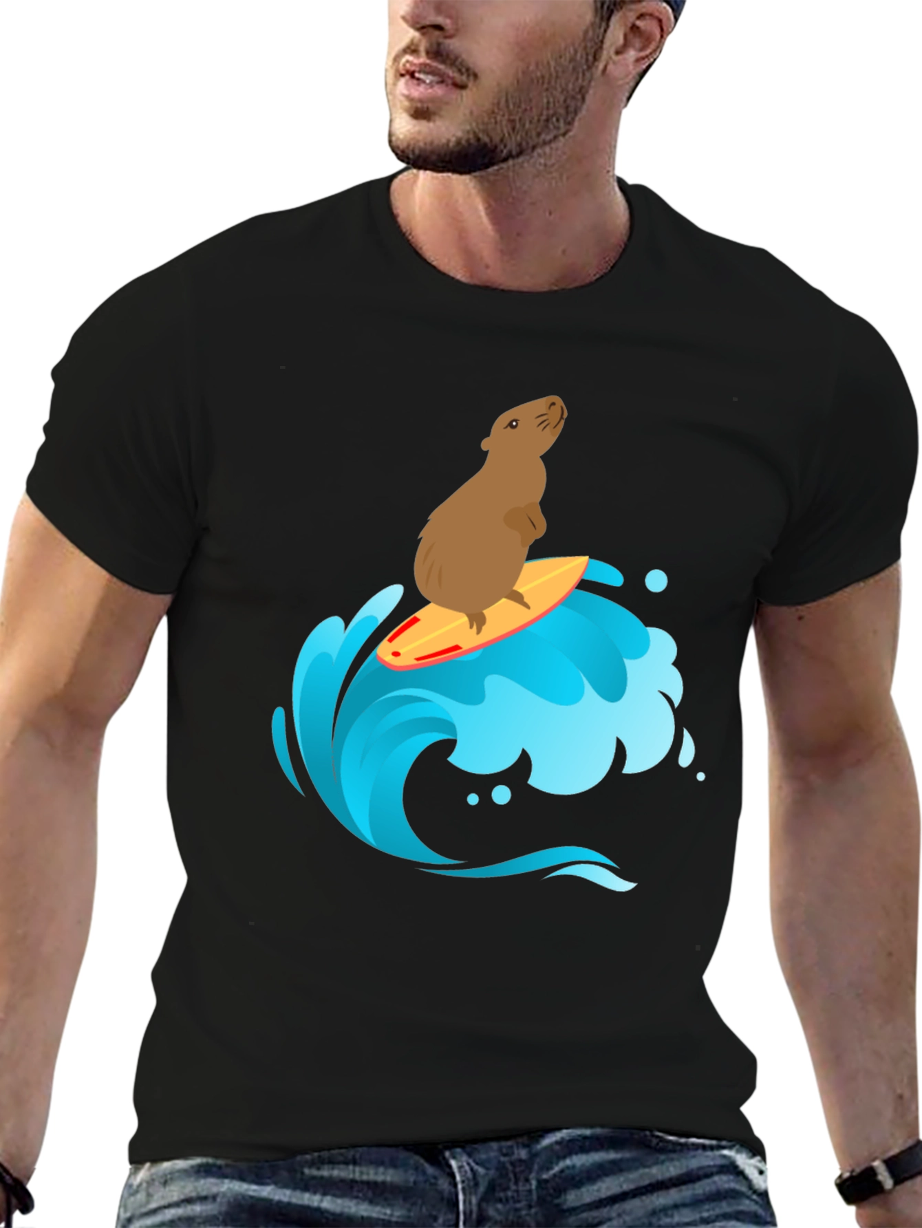 Surfing Capybara Graphic T-Shirt