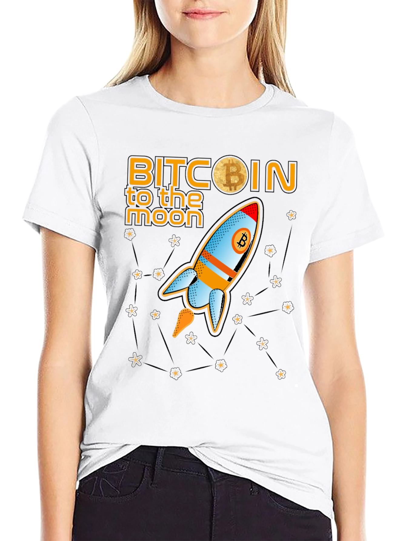 Bitcoin to the Moon T-Shirt Crypto BTC Rocket