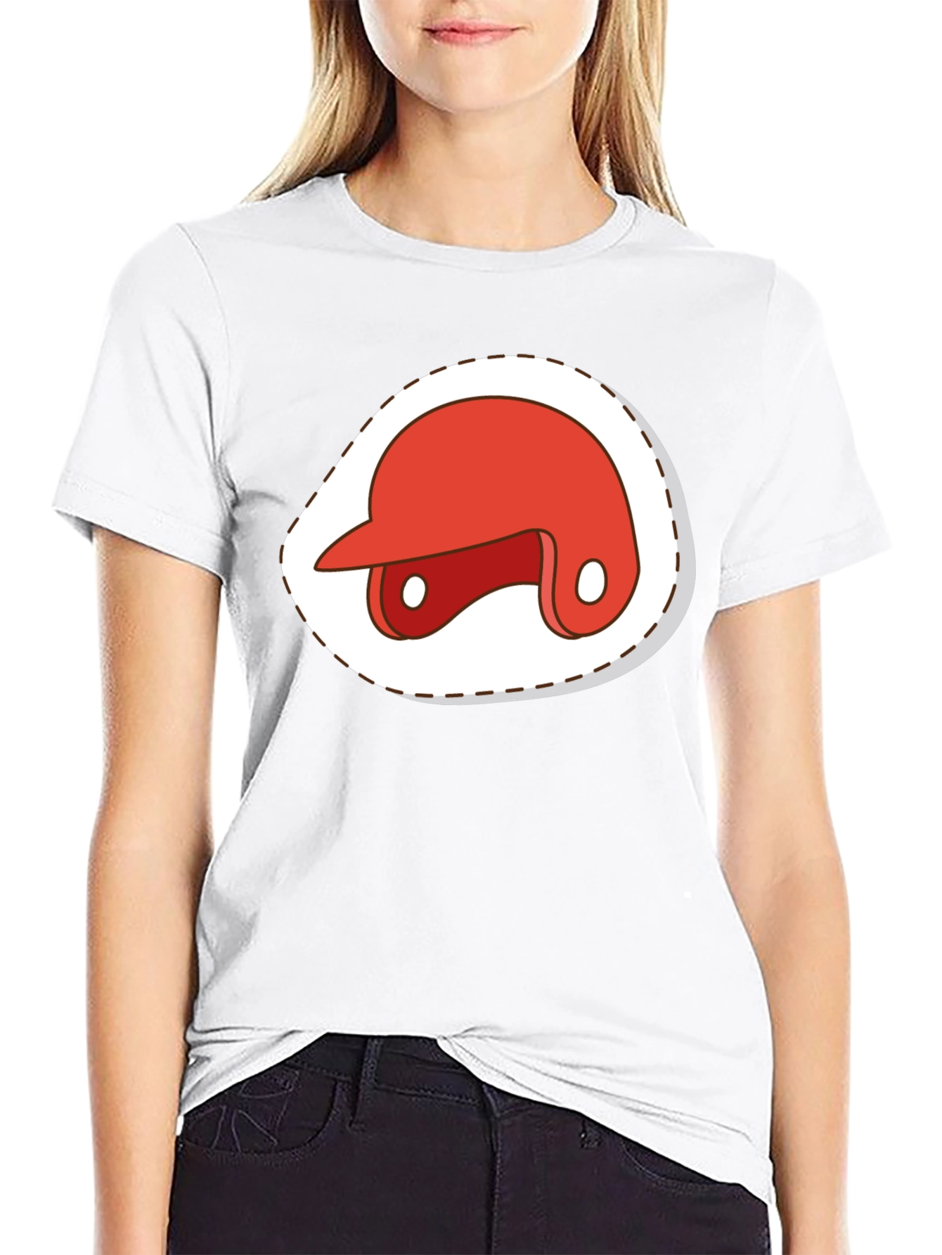 Red Baseball Helmet Graphic T-Shirt
