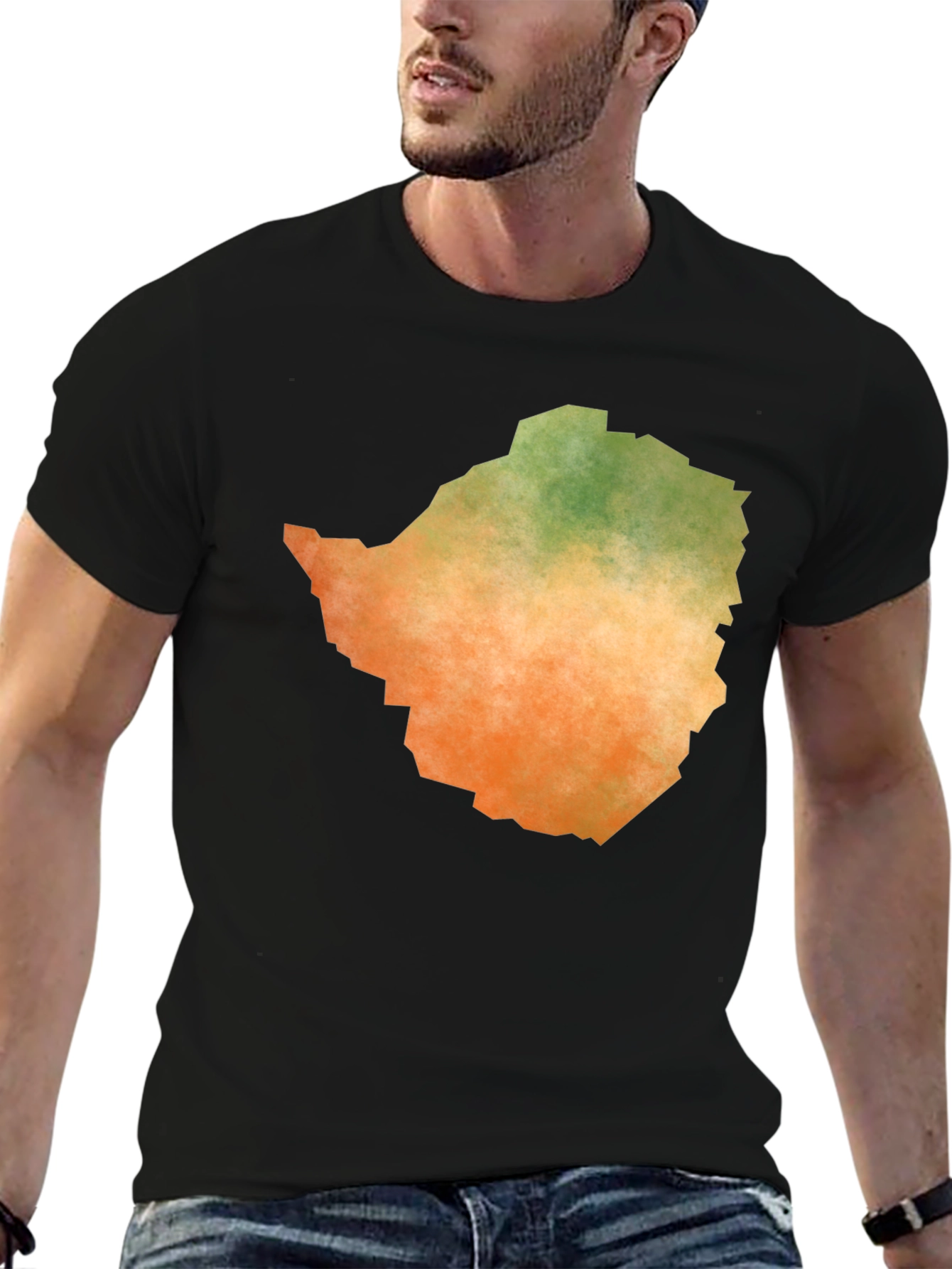 Zimbabwe Map Graphic Tee - Black Cotton T-Shirt
