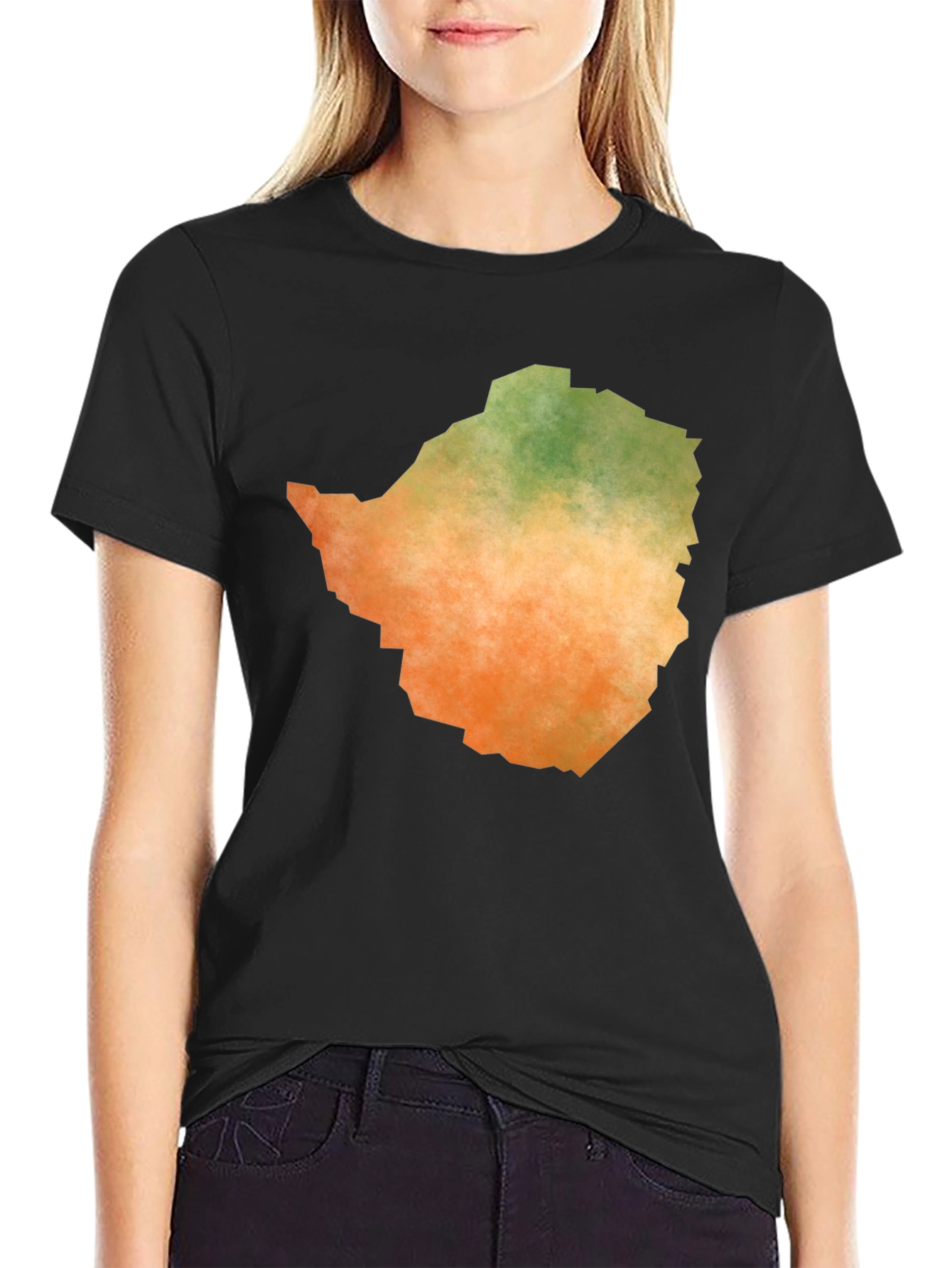 Zimbabwe Map Graphic Tee - Black Cotton T-Shirt