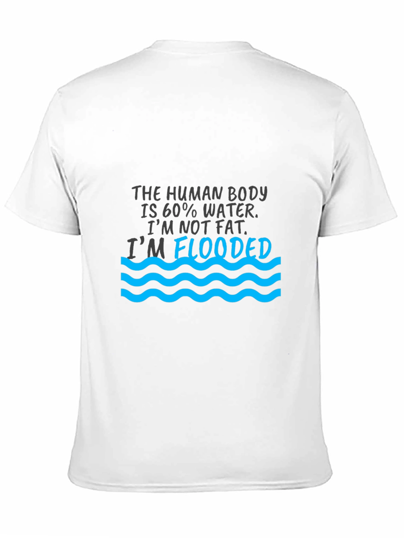 Humorous Flooded Graphic Print Black T-Shirt