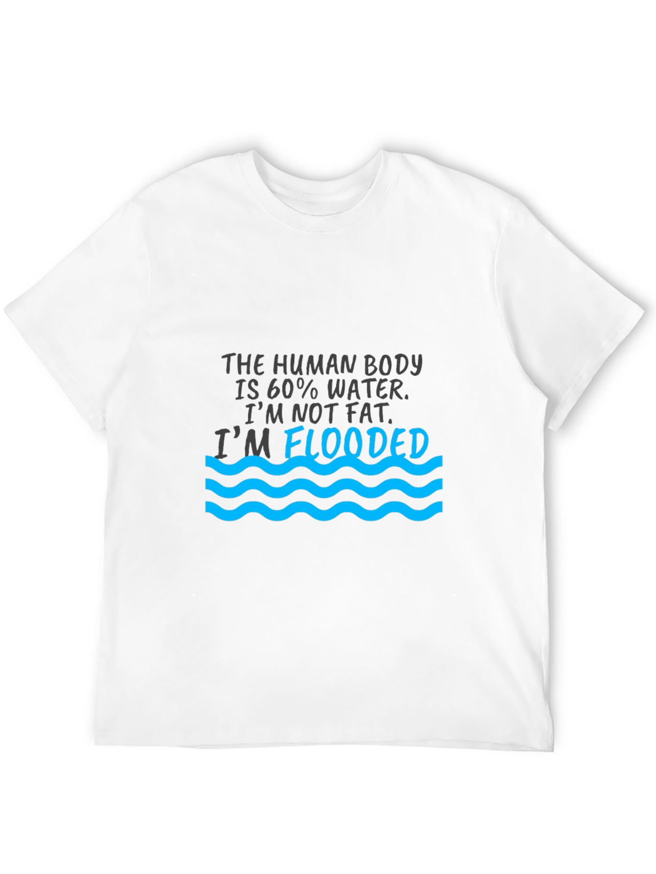 Humorous Flooded Graphic Print Black T-Shirt
