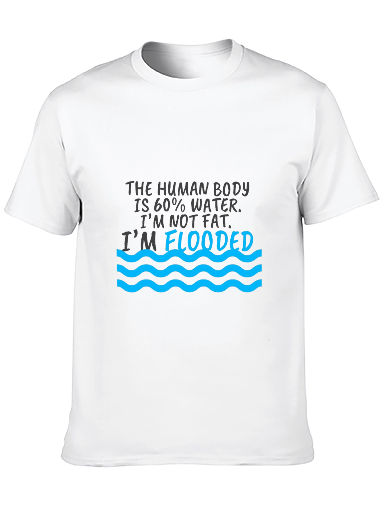 Humorous Flooded Graphic Print Black T-Shirt