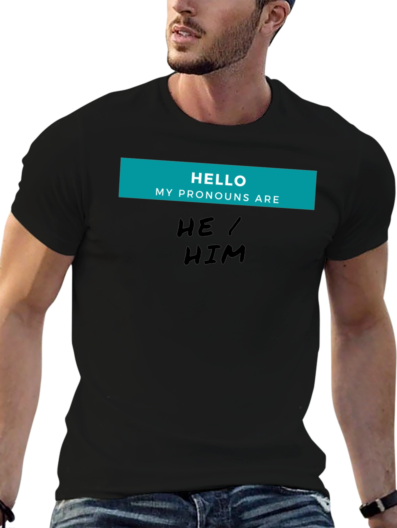 He/Him Pronoun T-Shirt - Black Unisex