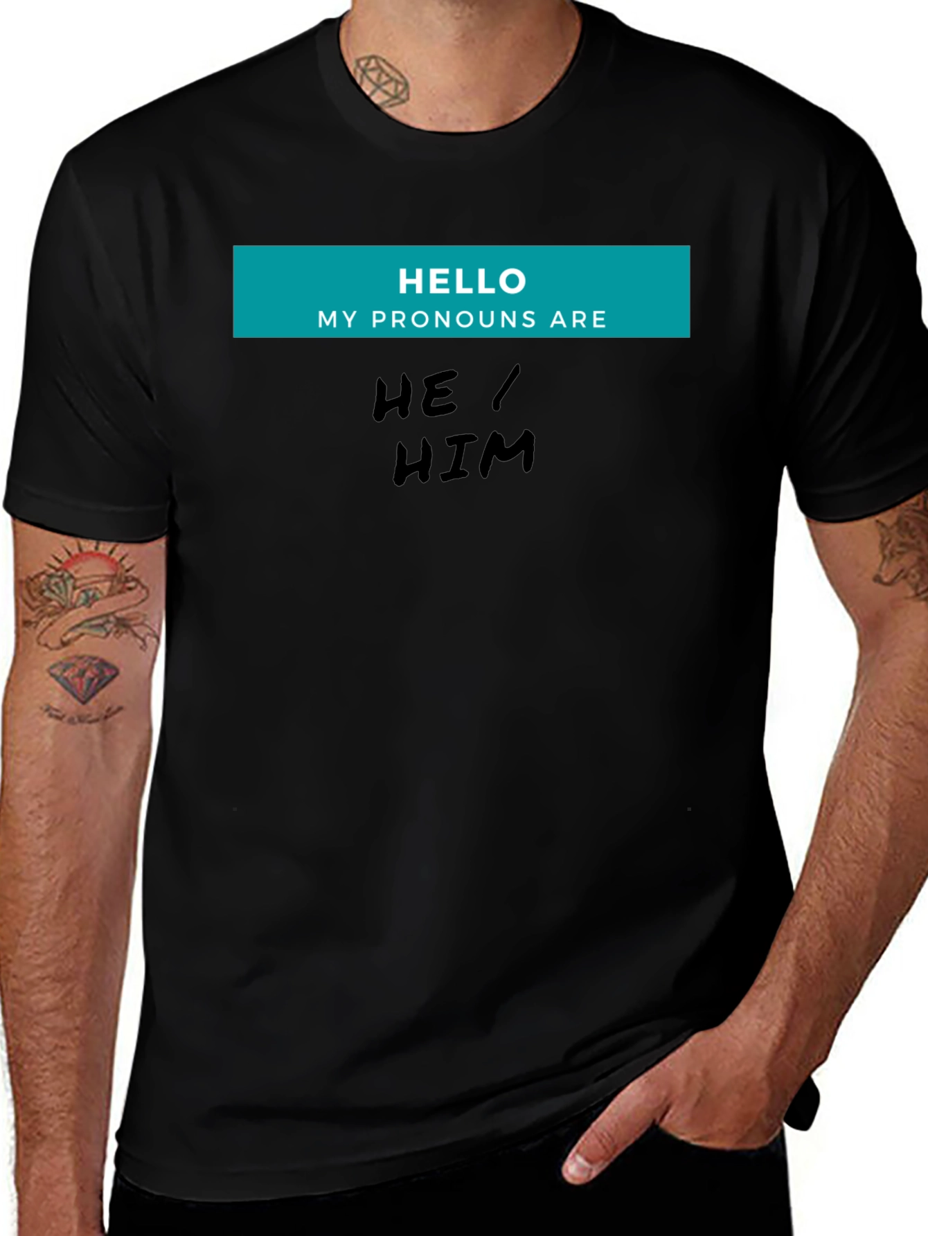 He/Him Pronoun T-Shirt - Black Unisex