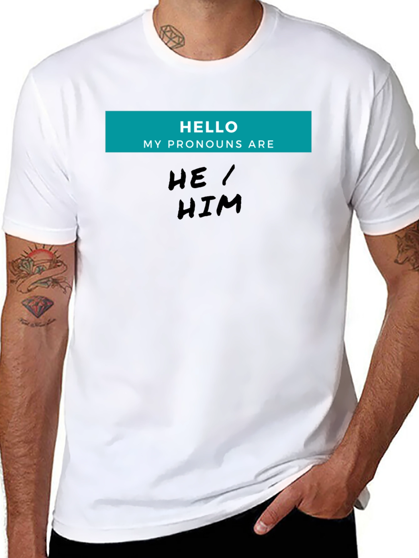 He/Him Pronoun T-Shirt - Black Unisex