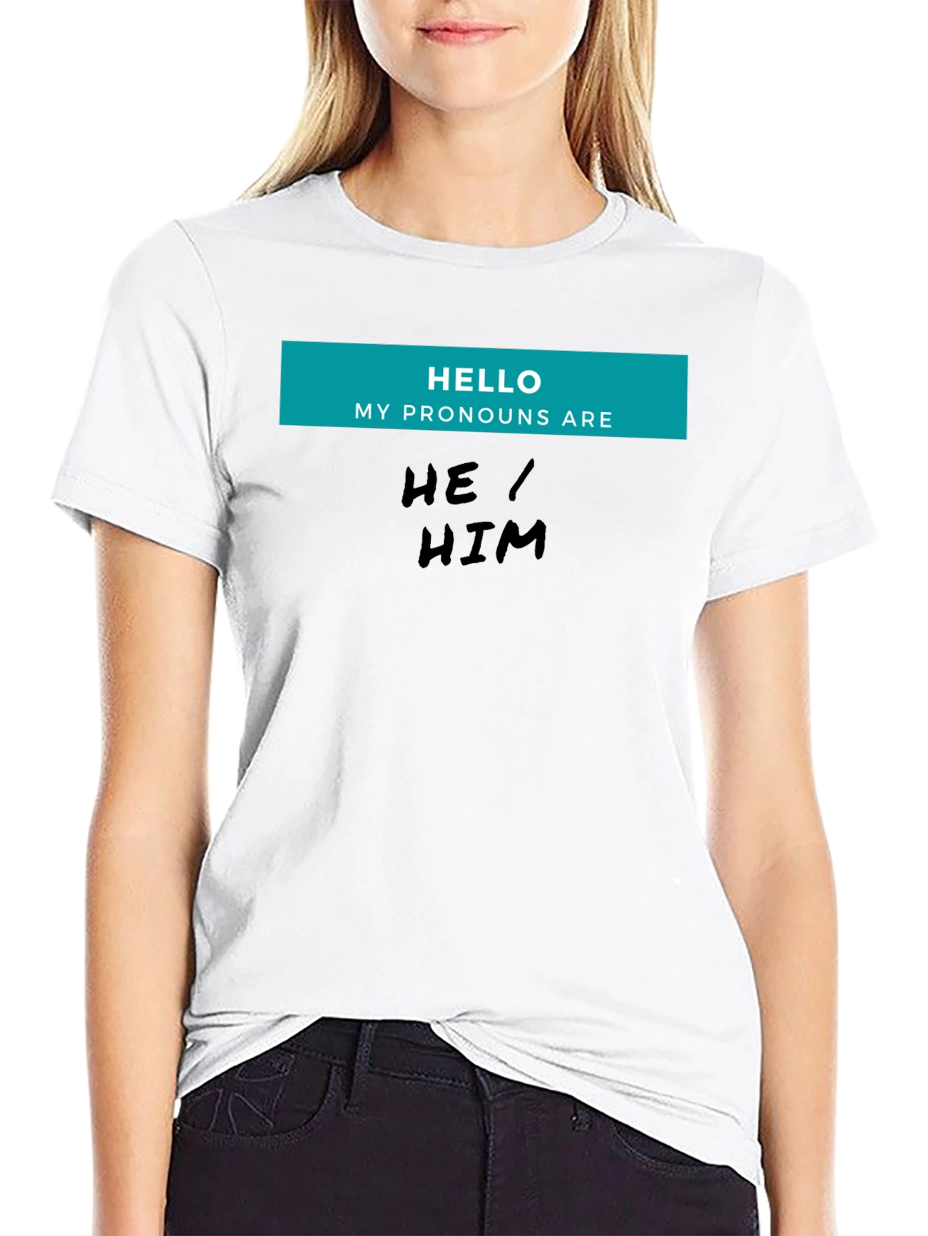 He/Him Pronoun T-Shirt - Black Unisex
