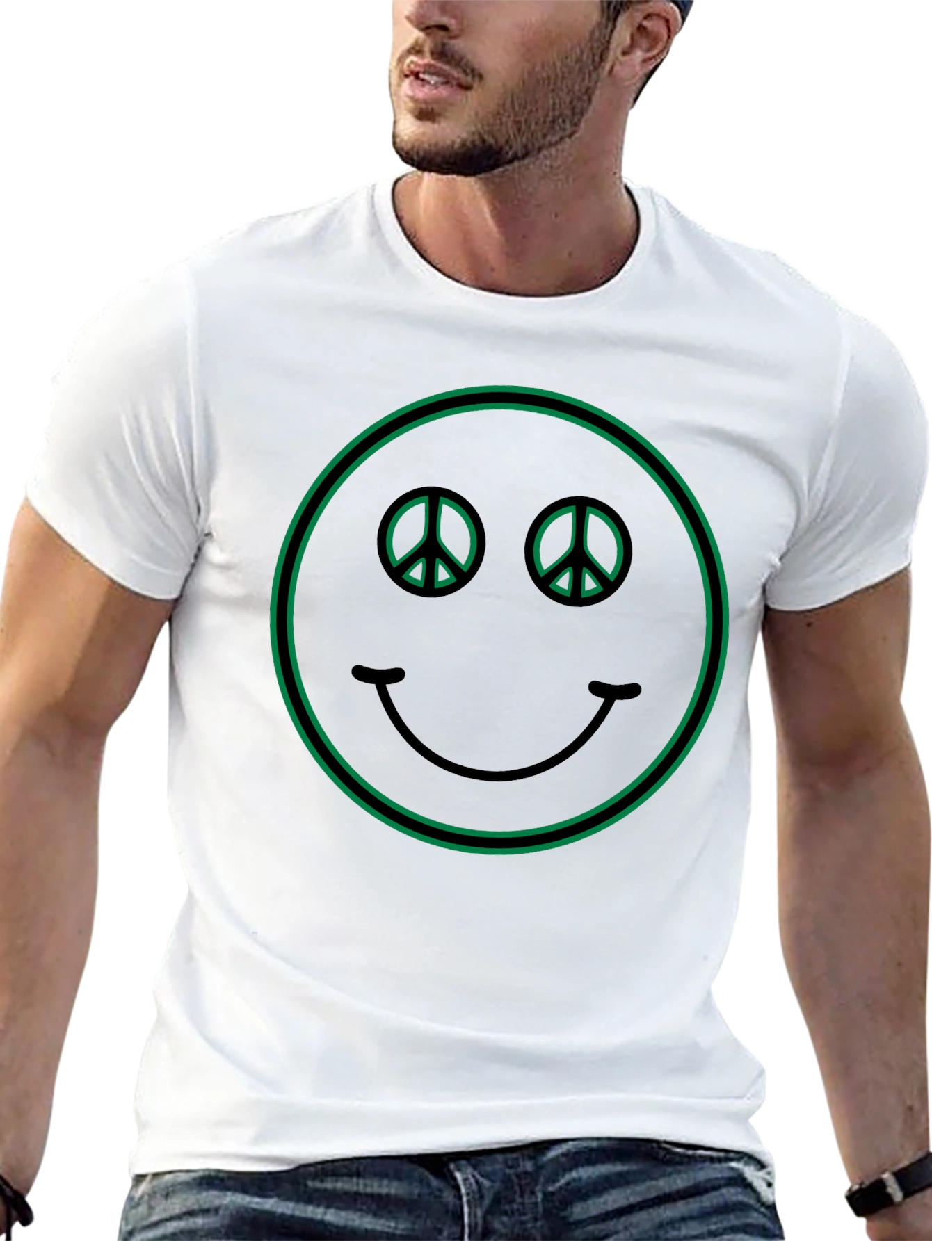 Peace Sign Smiley Face Graphic T-Shirt