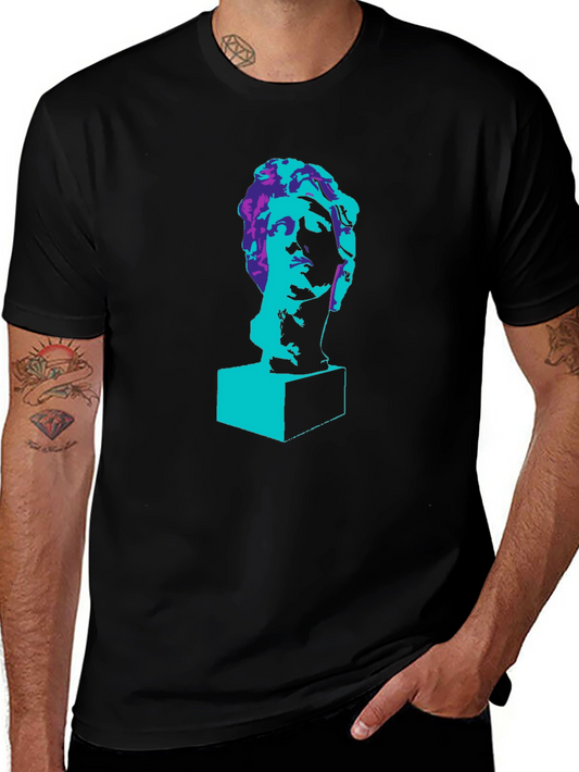 Statue Head Graphic T-Shirt - Trendy Artistic Tee