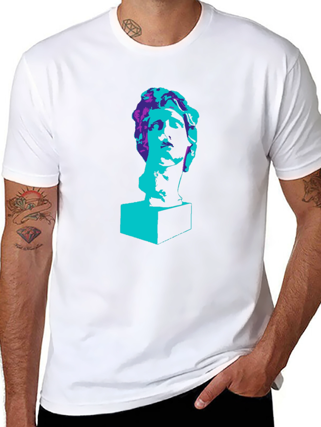 Statue Head Graphic T-Shirt - Trendy Artistic Tee