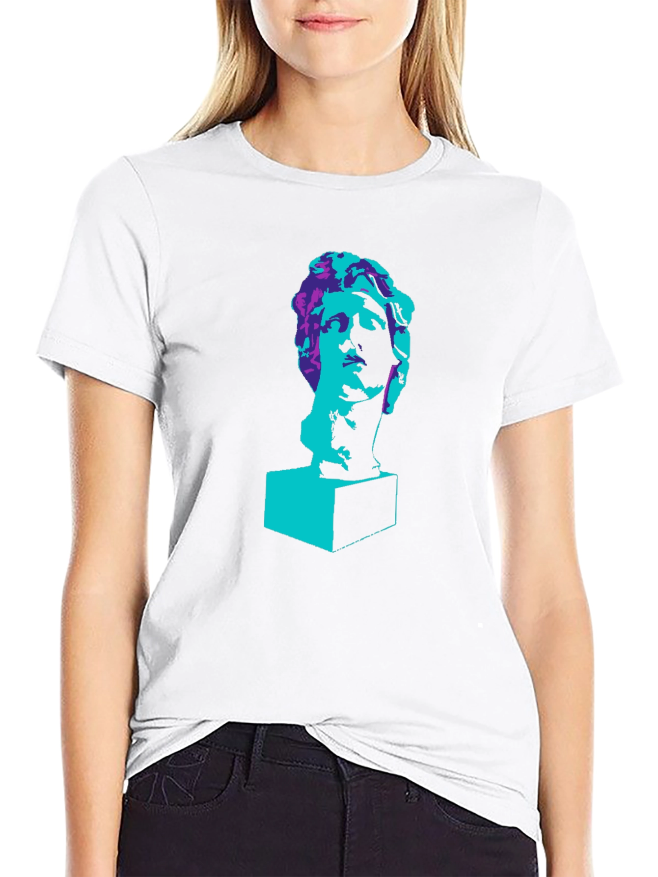 Statue Head Graphic T-Shirt - Trendy Artistic Tee
