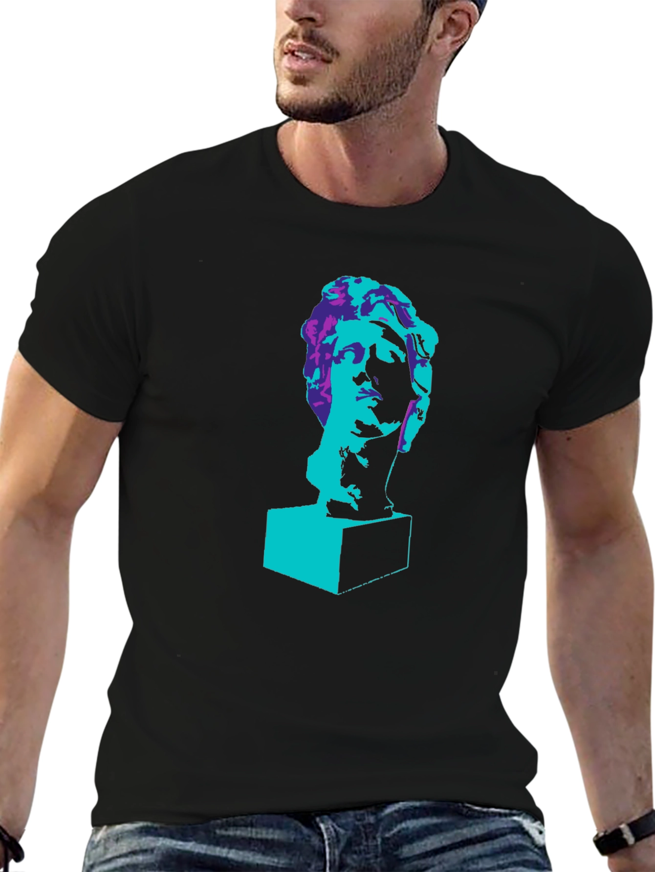 Statue Head Graphic T-Shirt - Trendy Artistic Tee