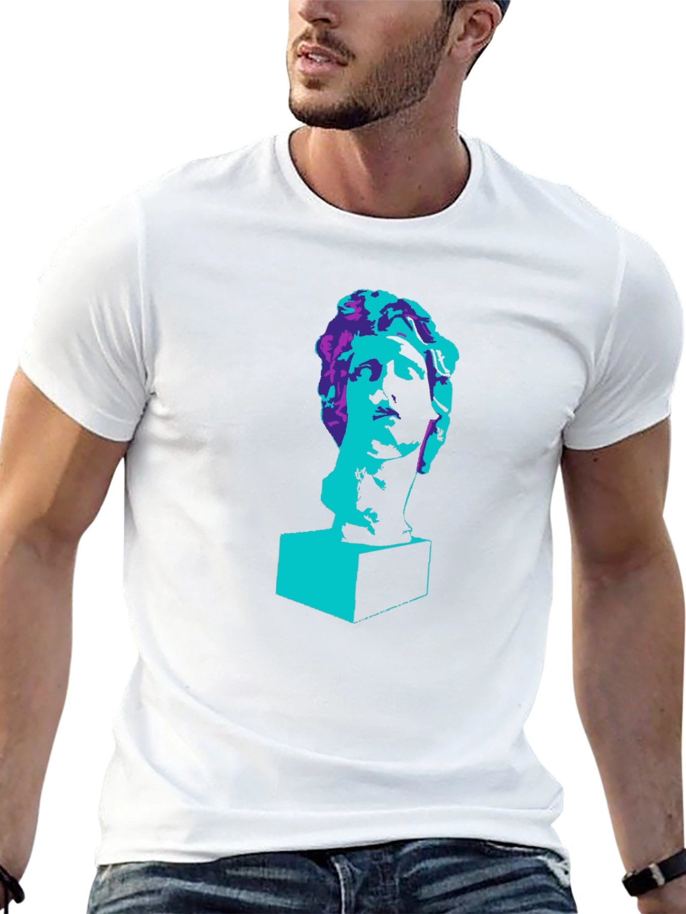 Statue Head Graphic T-Shirt - Trendy Artistic Tee