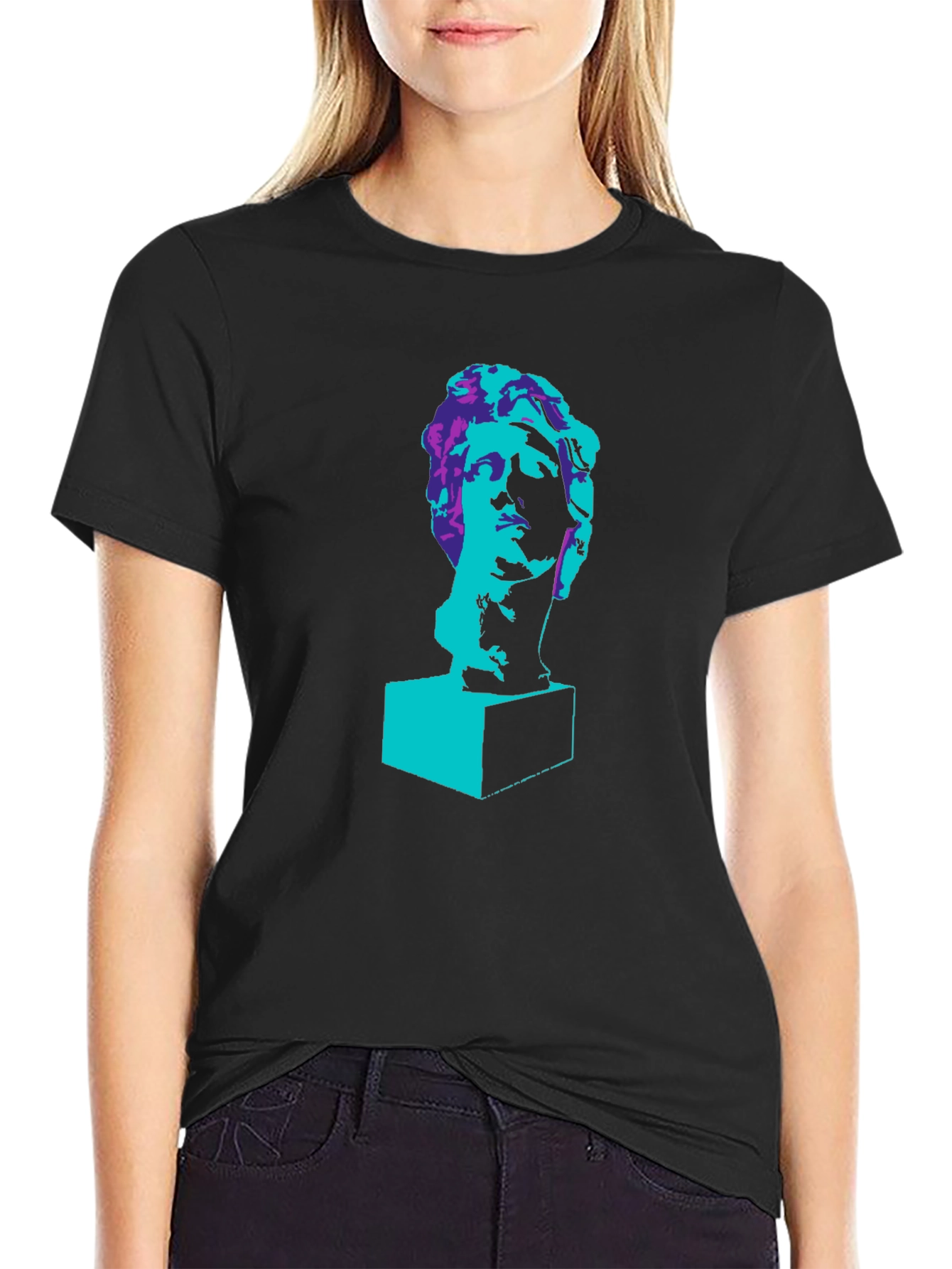 Statue Head Graphic T-Shirt - Trendy Artistic Tee