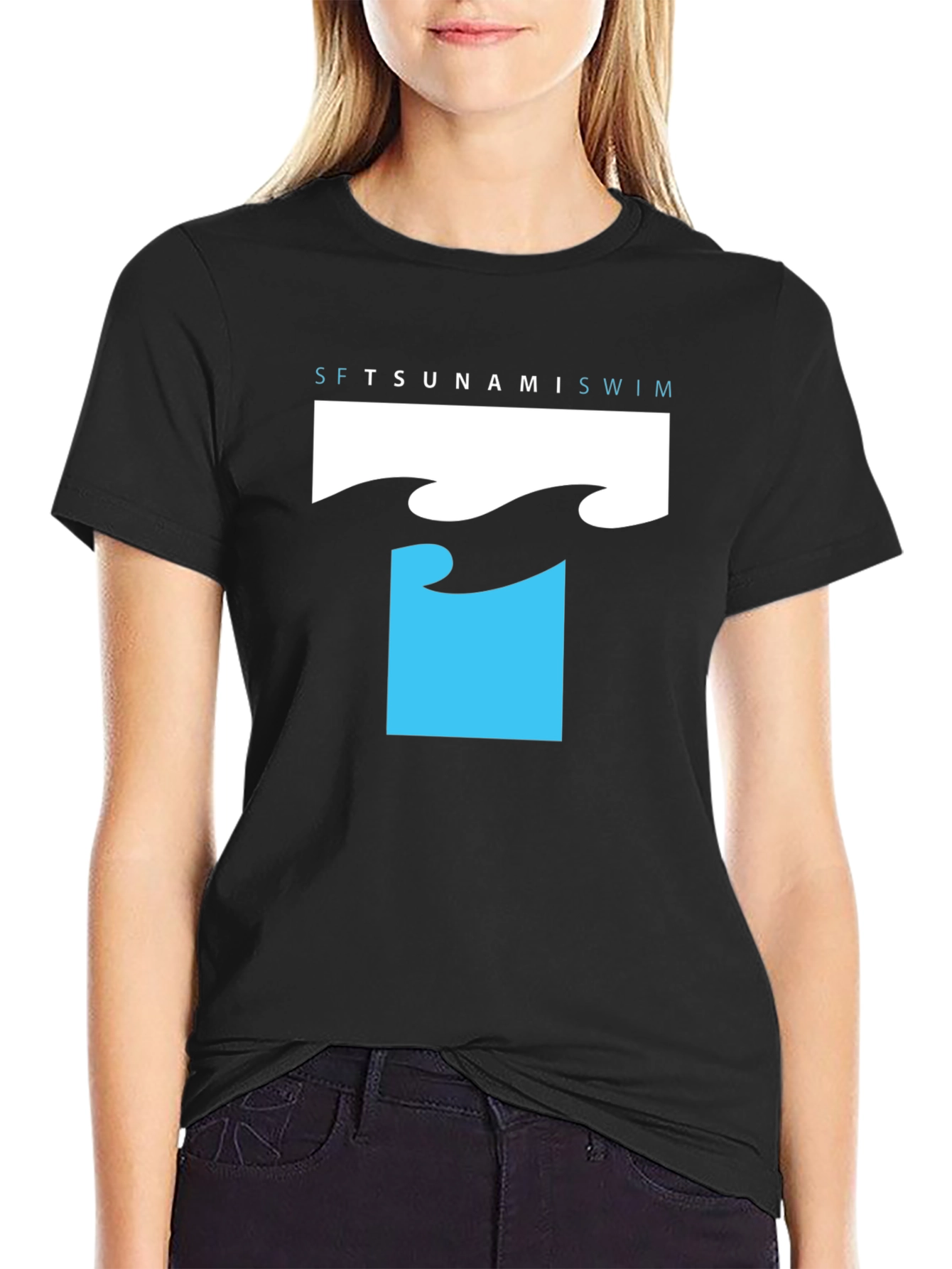 Tsunami Swim T-Shirt - Black Graphic Tee