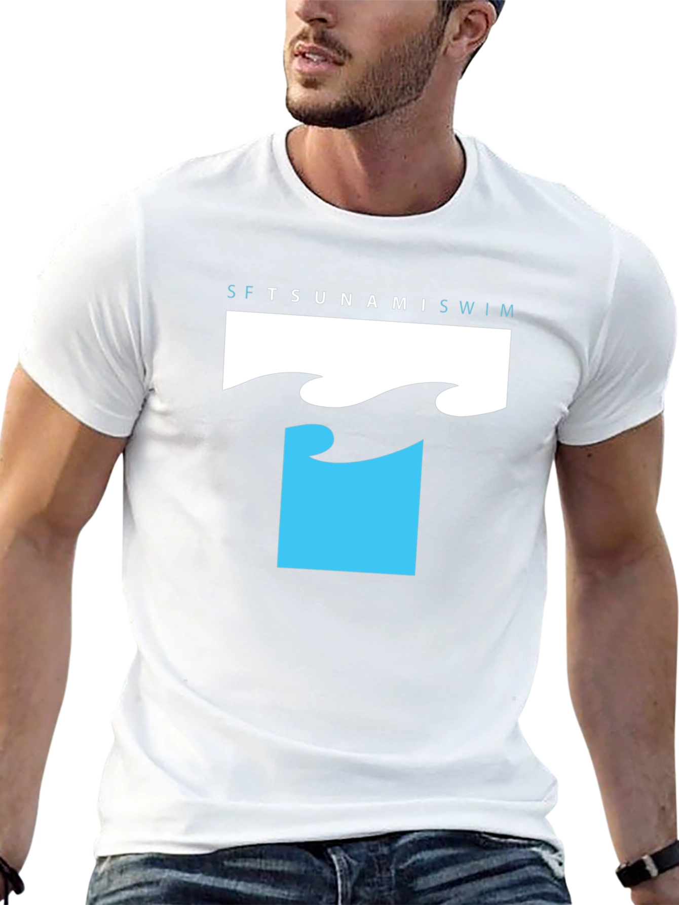 Tsunami Swim T-Shirt - Black Graphic Tee