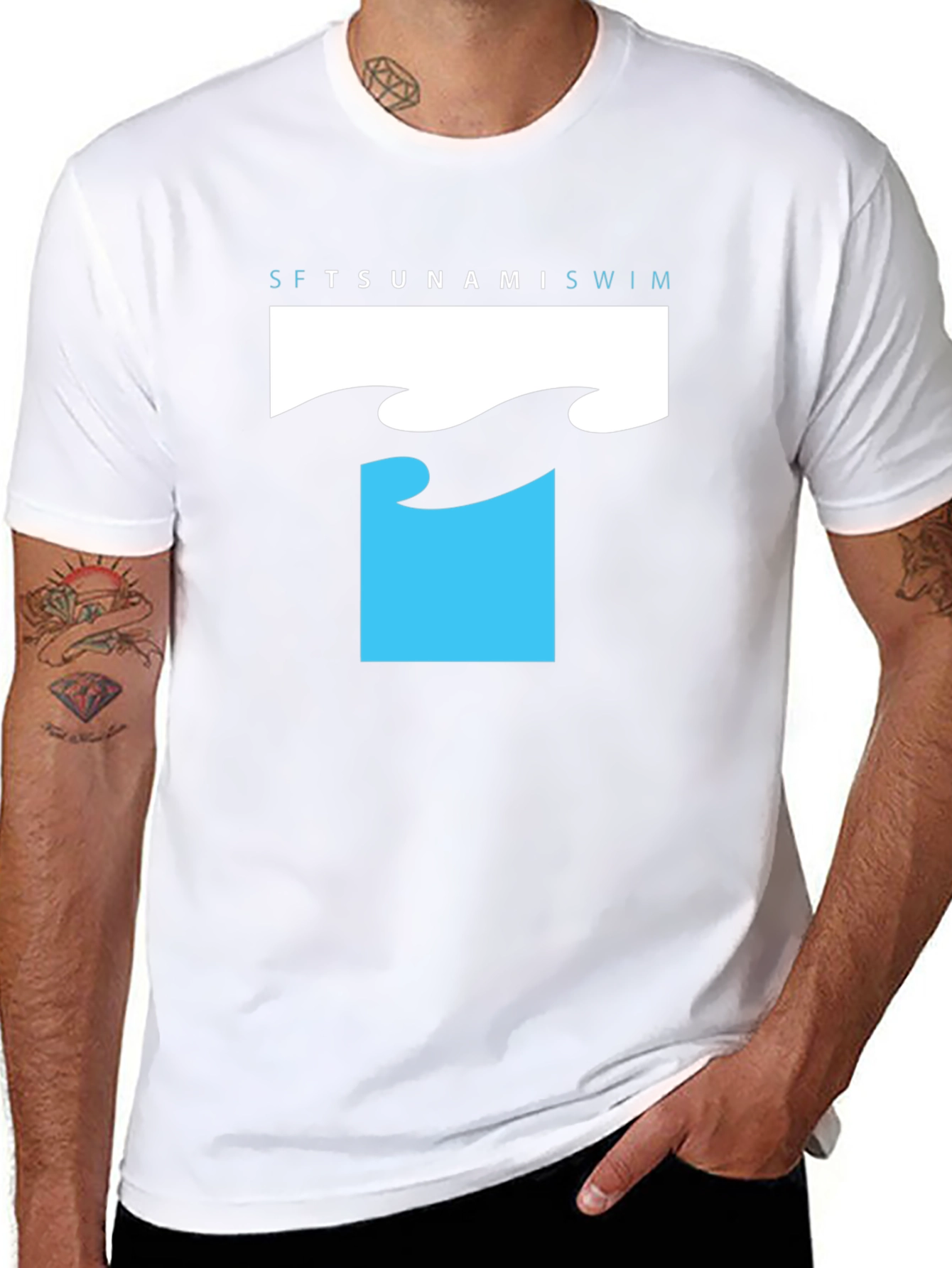 Tsunami Swim T-Shirt - Black Graphic Tee