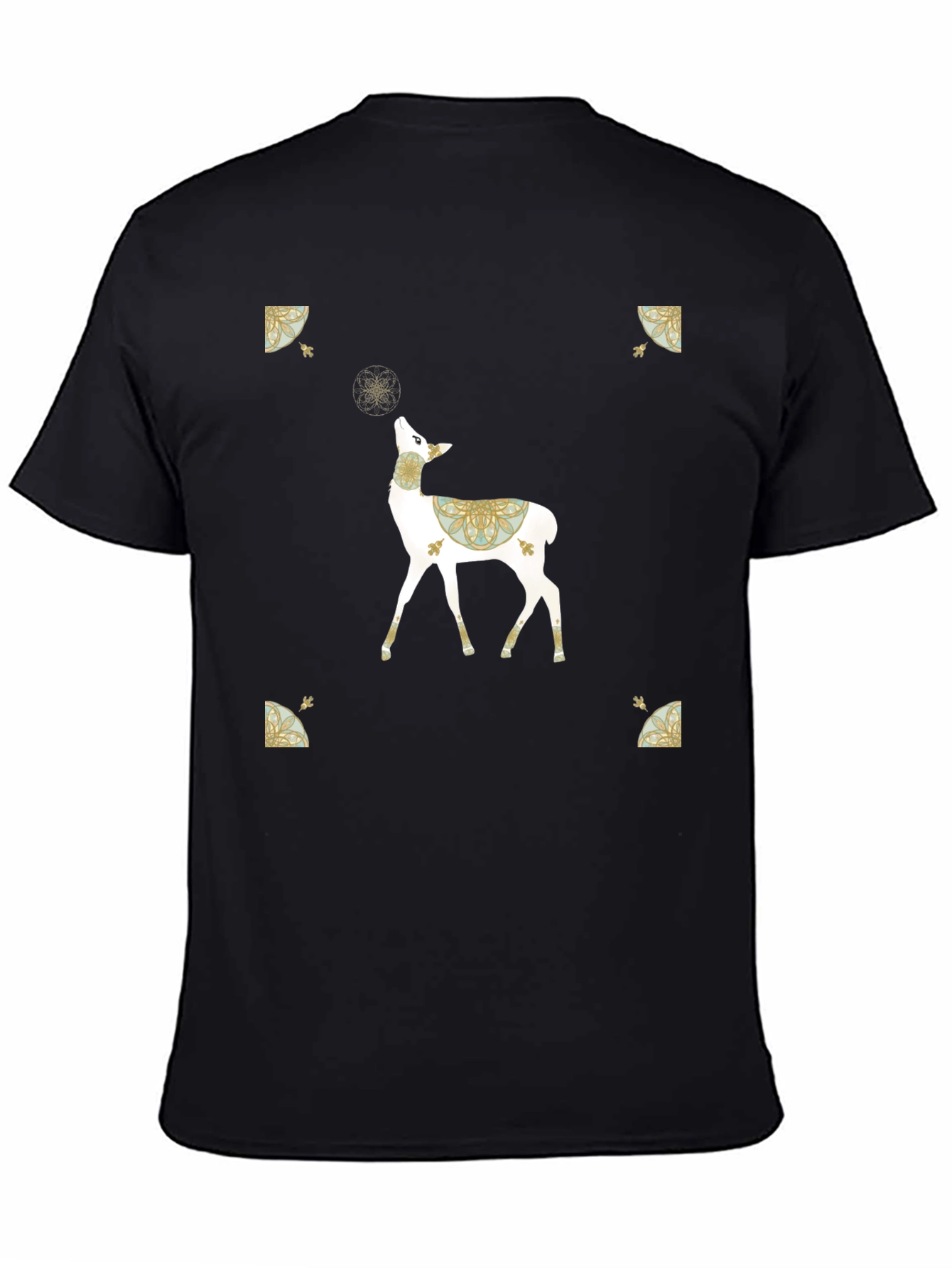 Deer Graphic Print Black T-Shirt