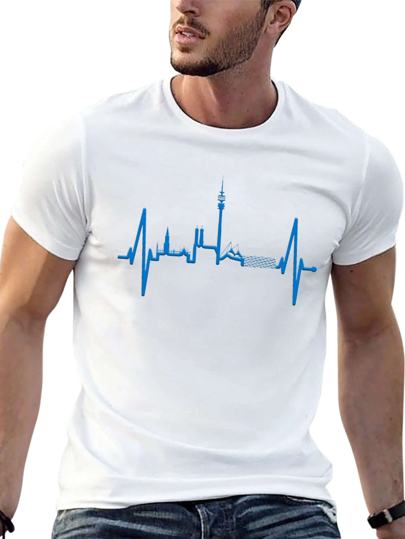 Munich Skyline Heartbeat T-Shirt - City Pride!