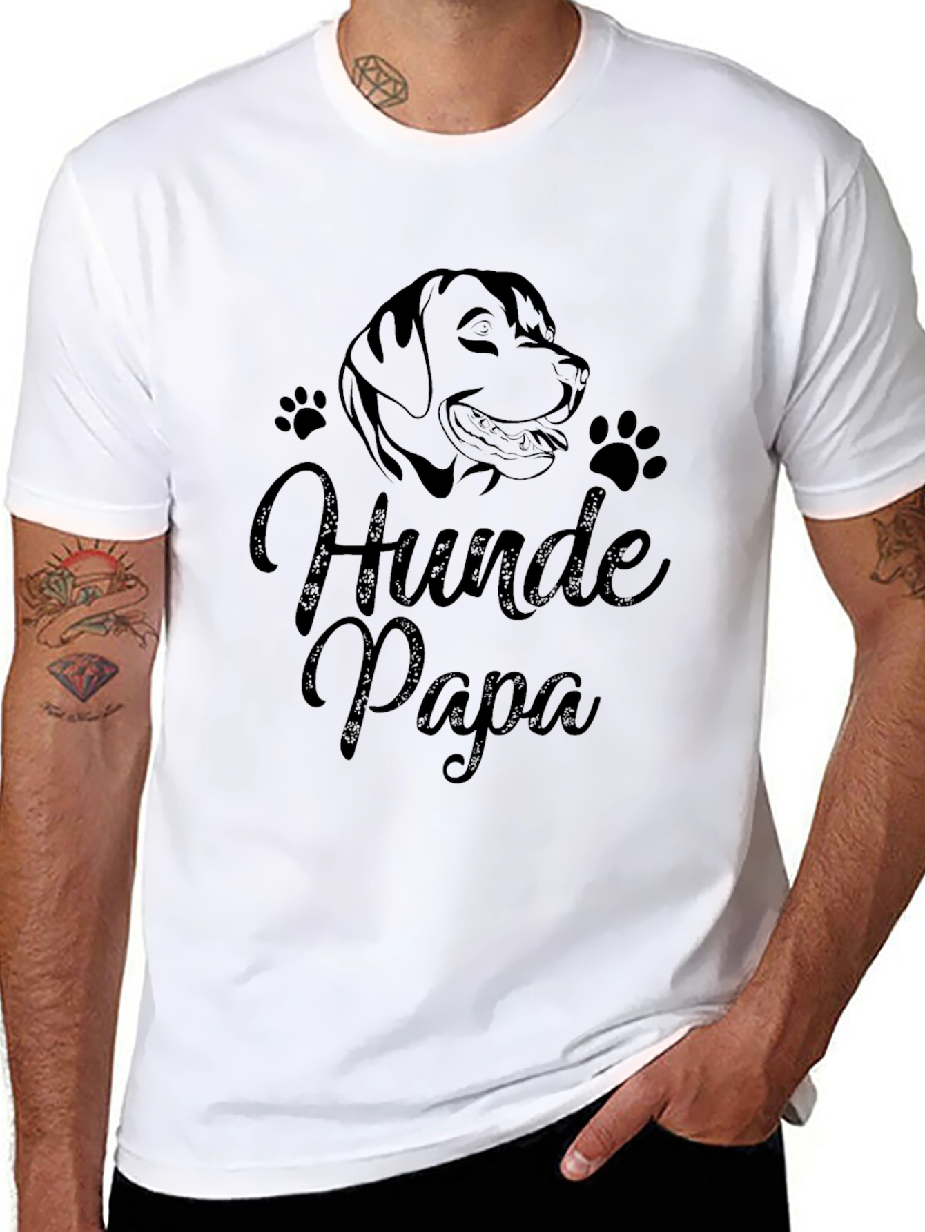 Hunde Papa Dog Lover T-Shirt - Black