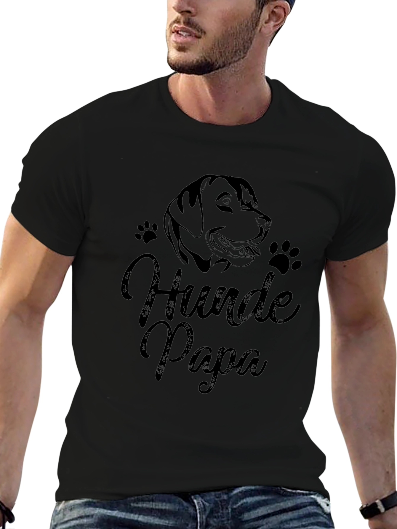 Hunde Papa Dog Lover T-Shirt - Black