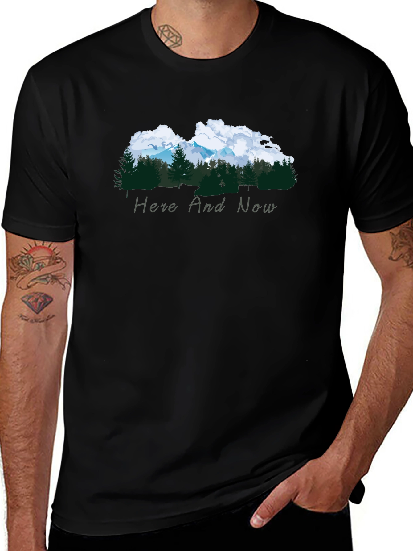 Nature Inspired Black Tee - Here and Now
