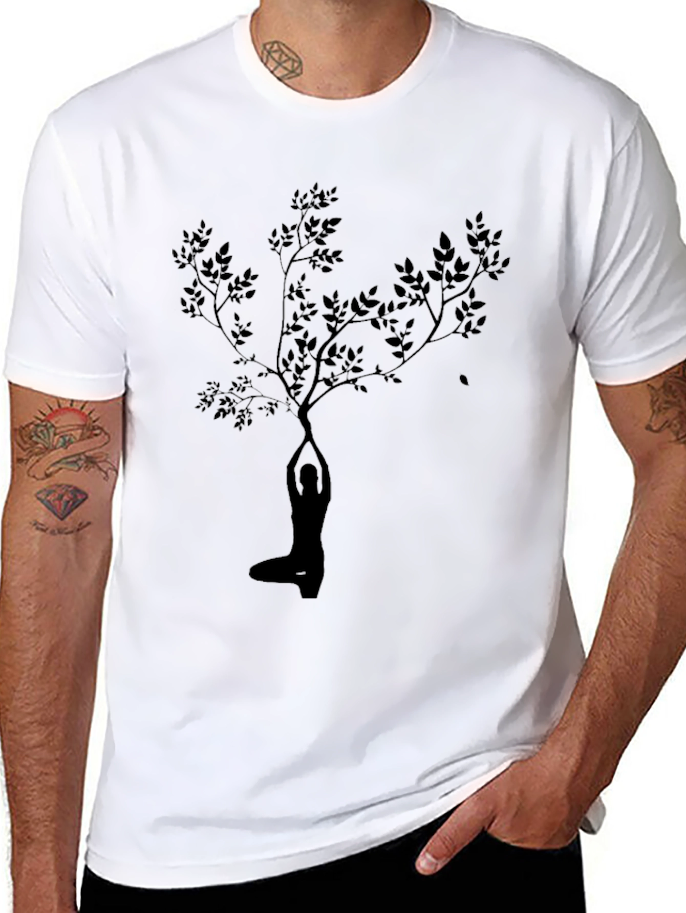 Yoga Tree Silhouette Black Graphic Tee
