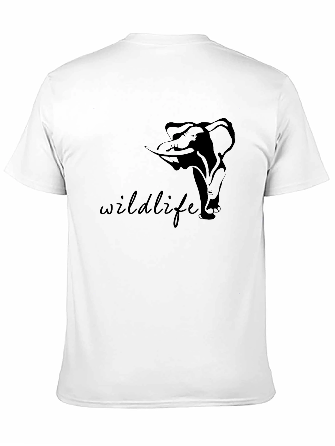Wildlife Elephant Graphic Print Black T-Shirt