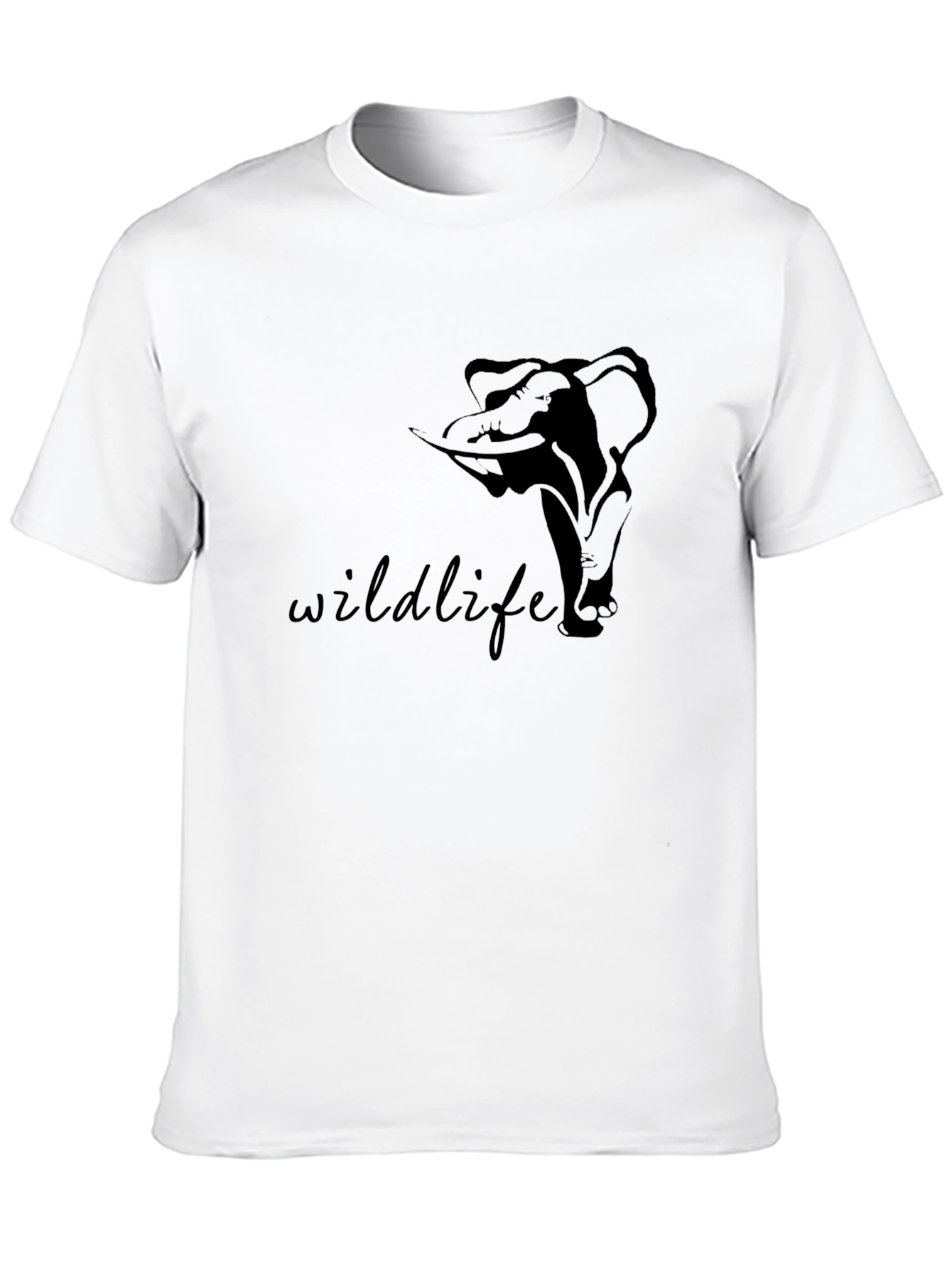 Wildlife Elephant Graphic Print Black T-Shirt