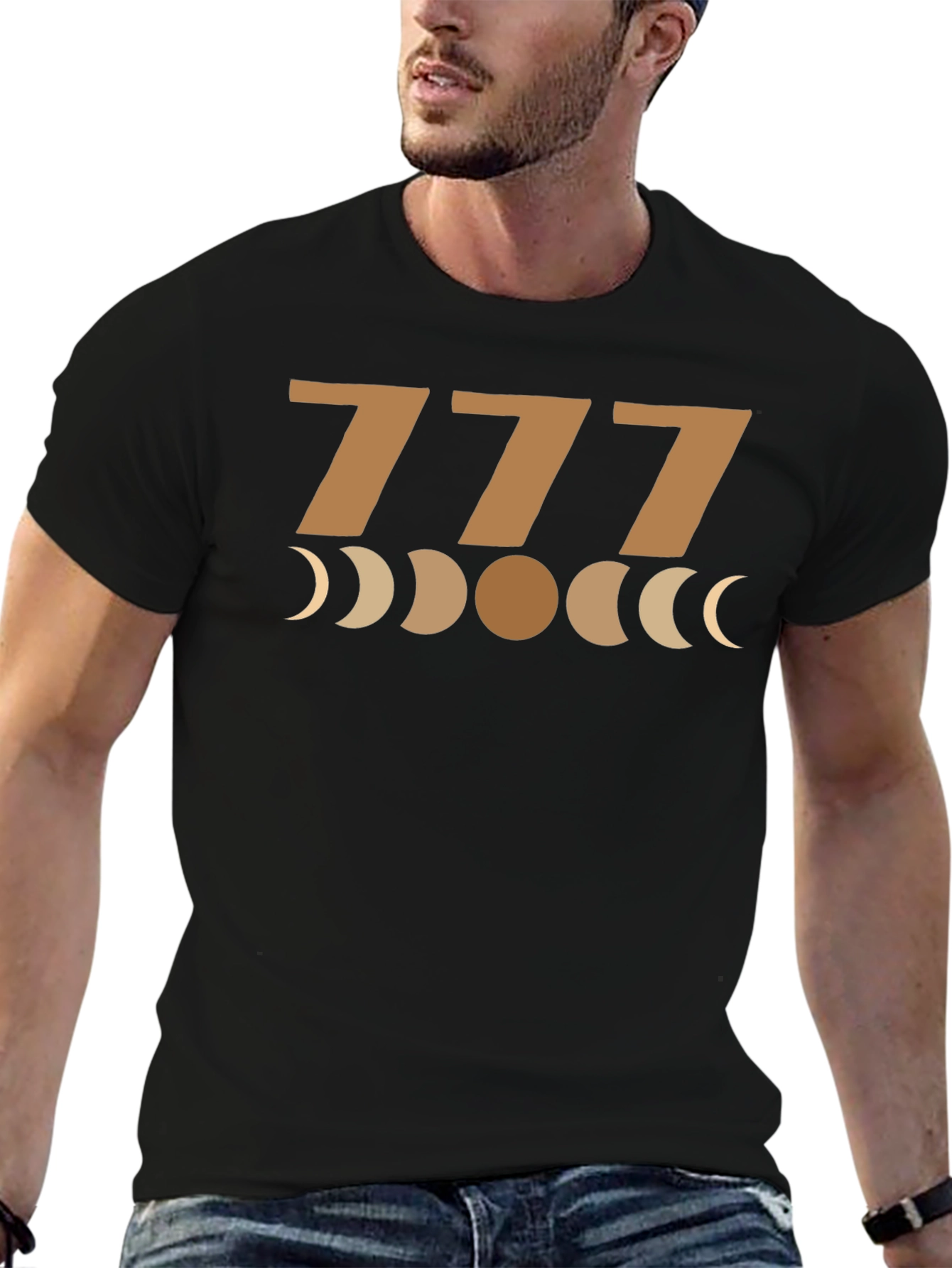 777 Moon Phase Graphic Tee - Unisex Black T-Shirt