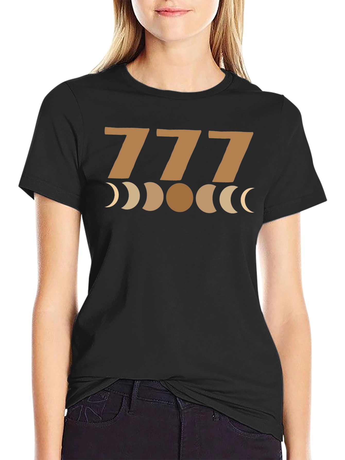777 Moon Phase Graphic Tee - Unisex Black T-Shirt