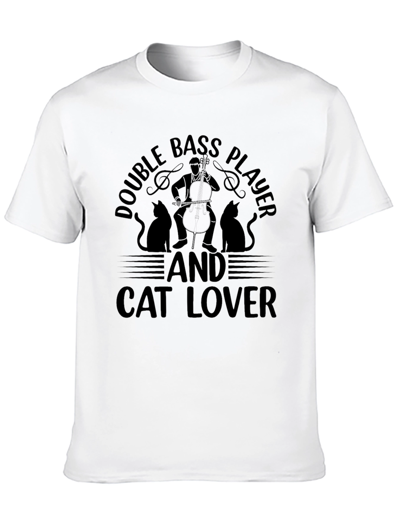Double Bass Player and Cat Lover Black T-Shirt