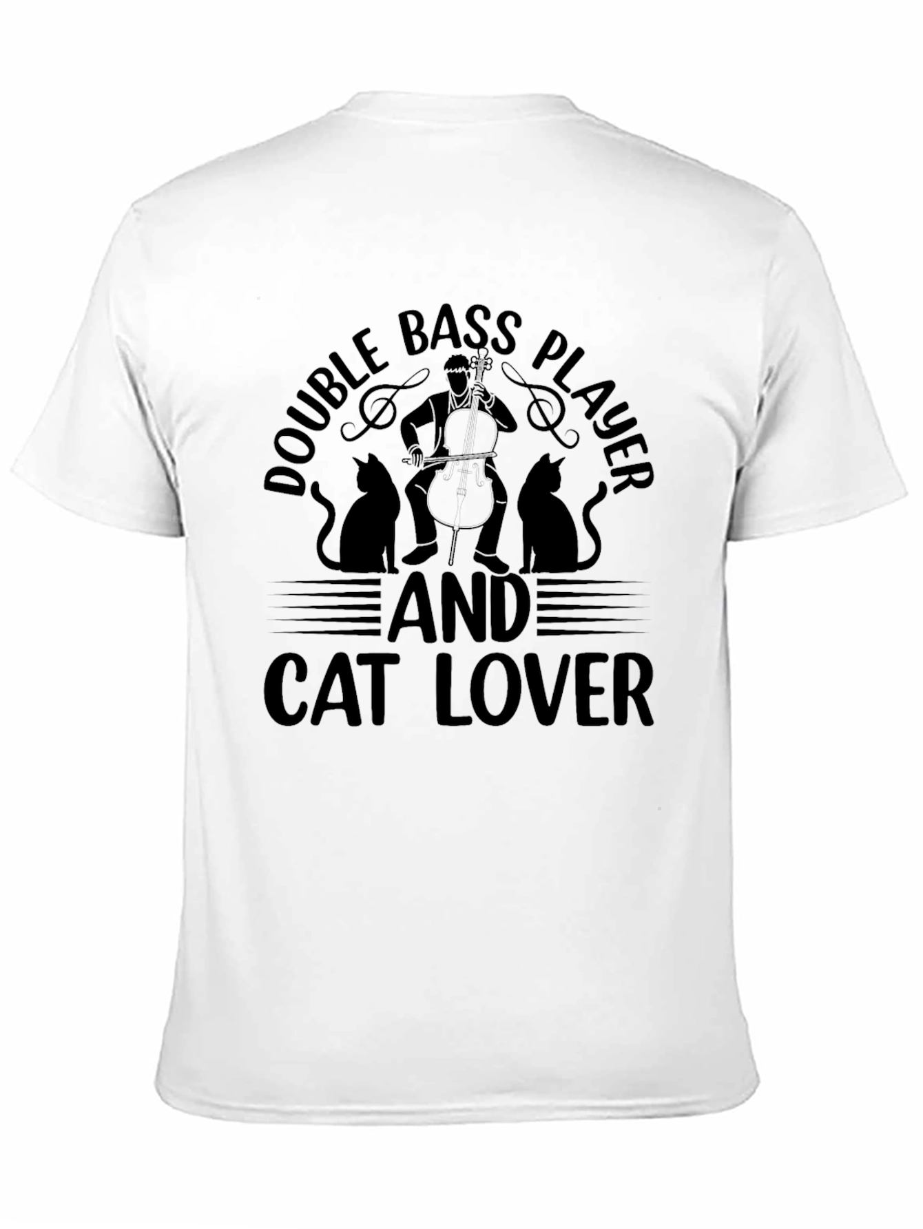 Double Bass Player and Cat Lover Black T-Shirt