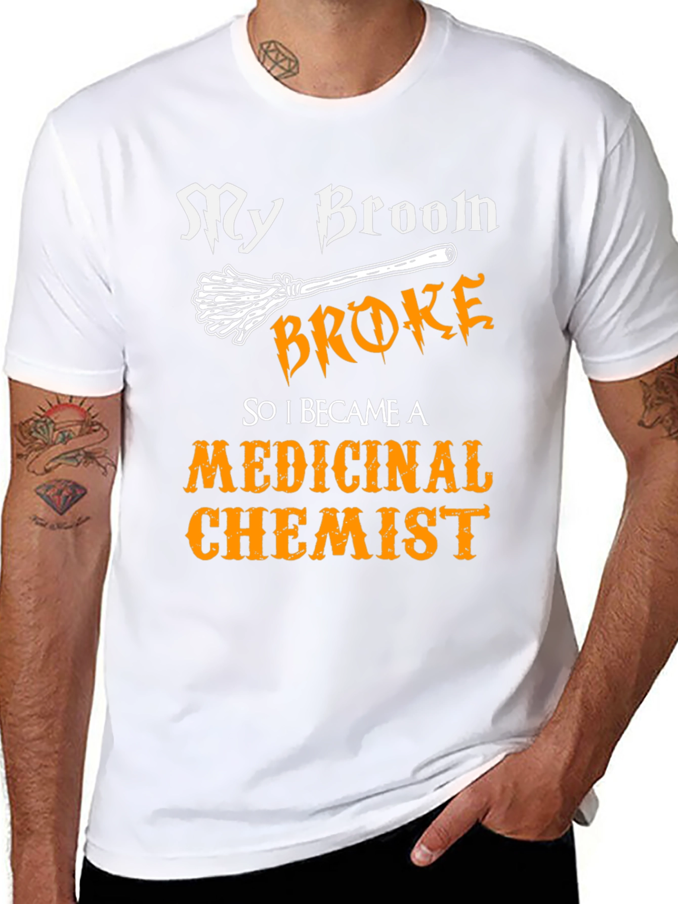 My Broom Broke Medicinal Chemist Funny Halloween T-Shirt