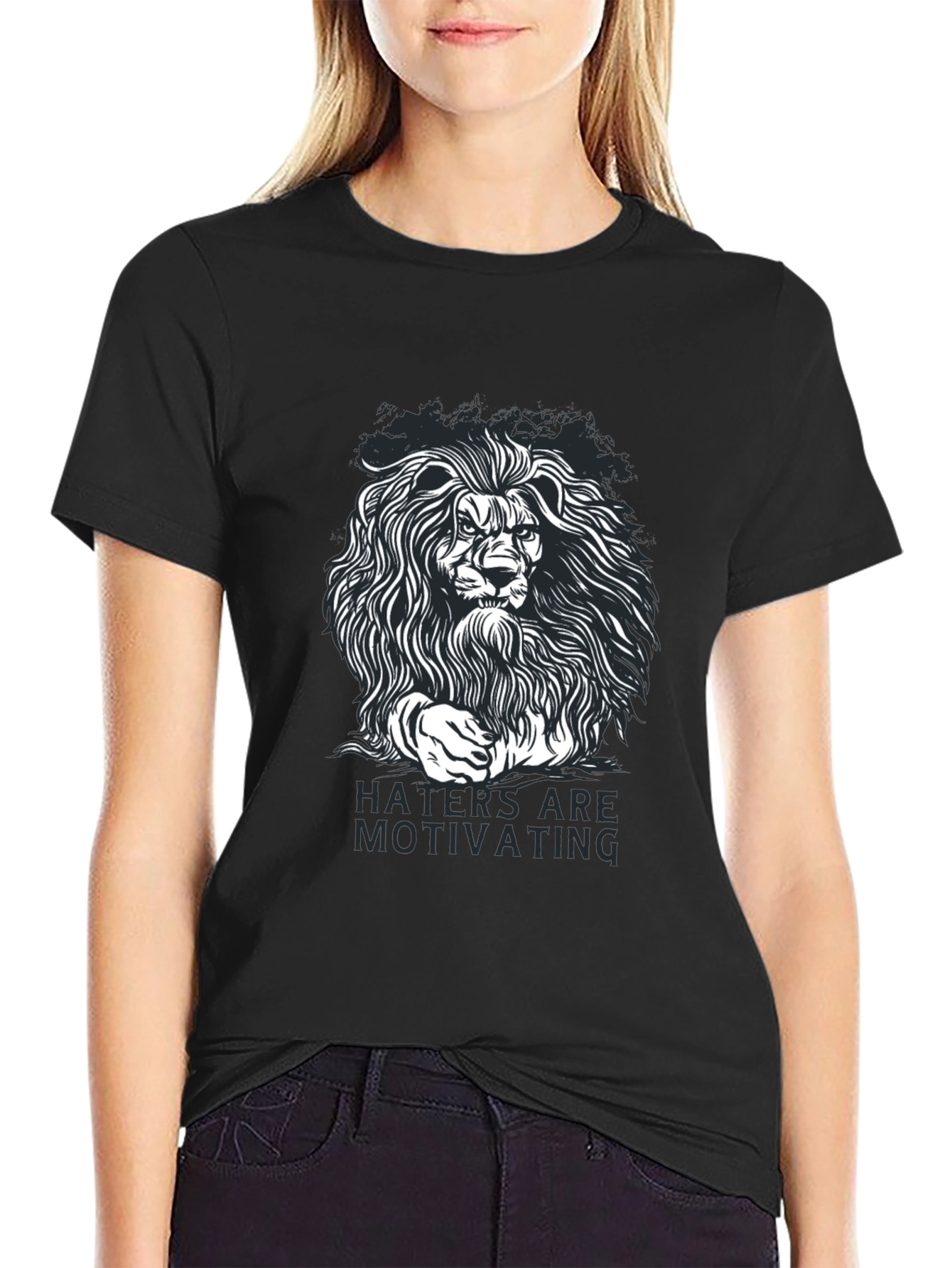 Lion Graphic T-Shirt - Haters Are Motivating