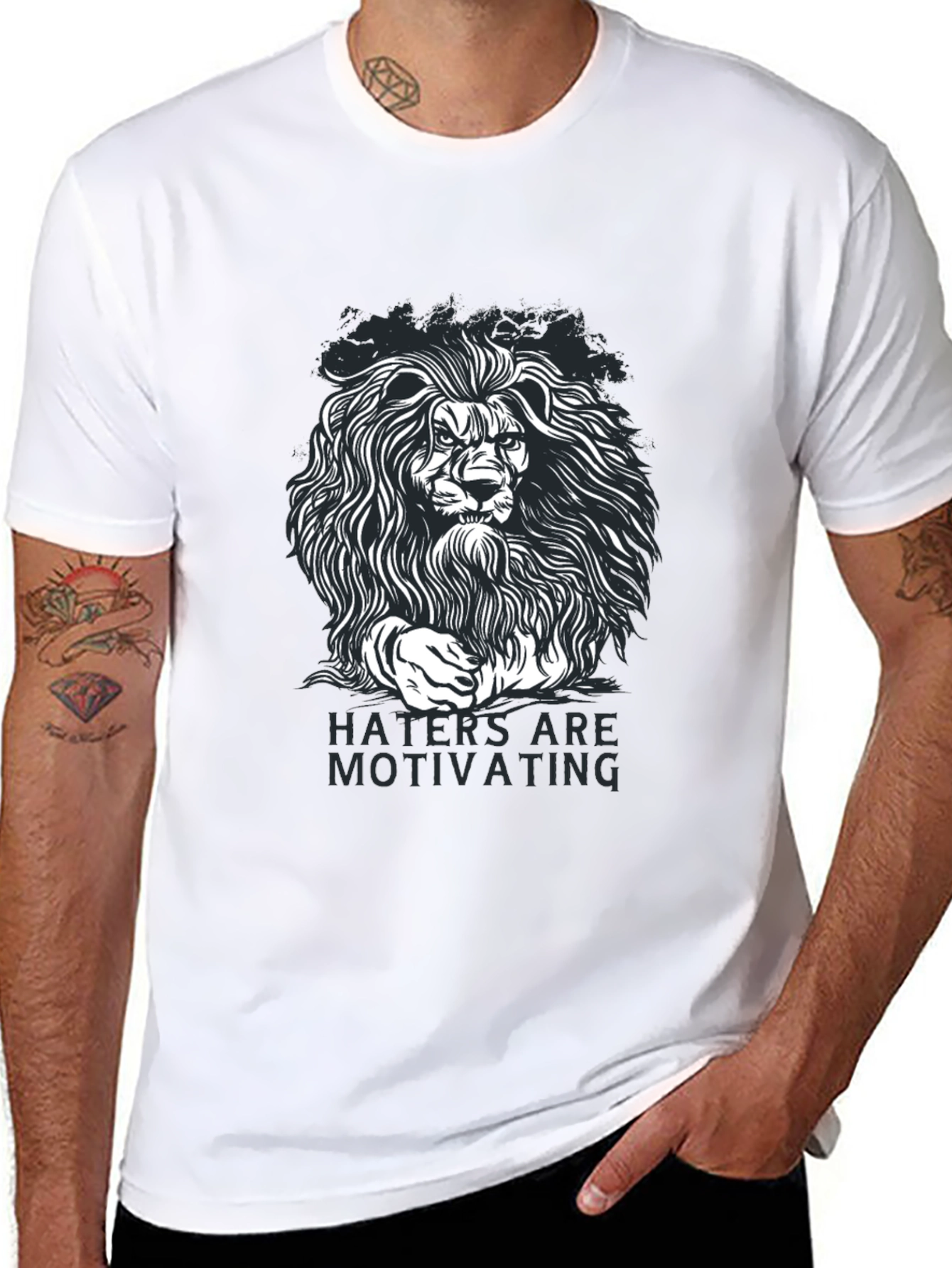 Lion Graphic T-Shirt - Haters Are Motivating