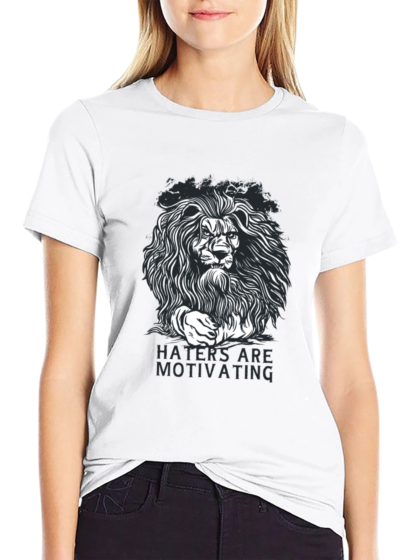 Lion Graphic T-Shirt - Haters Are Motivating