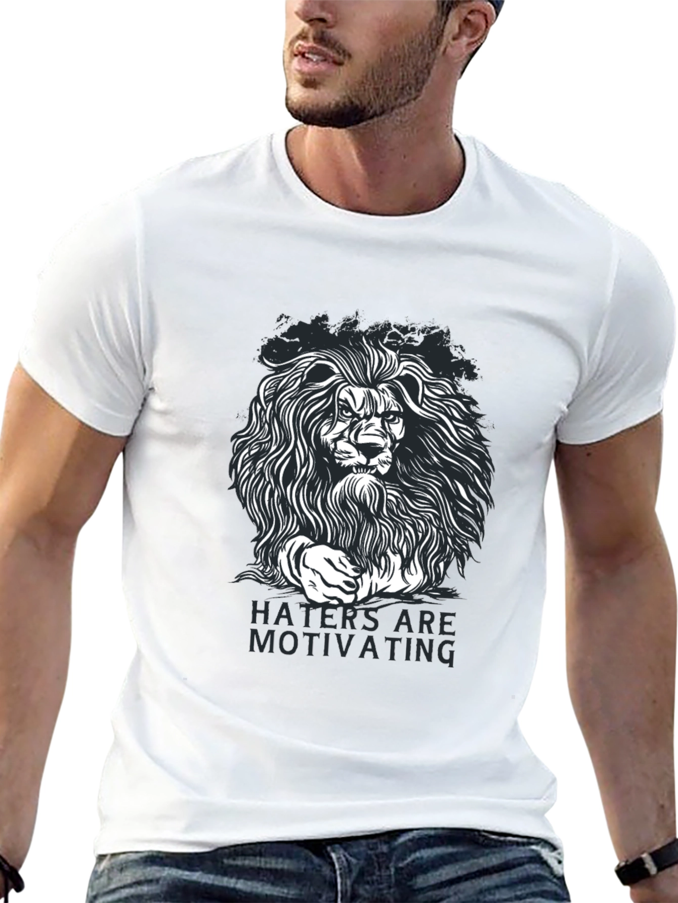 Lion Graphic T-Shirt - Haters Are Motivating