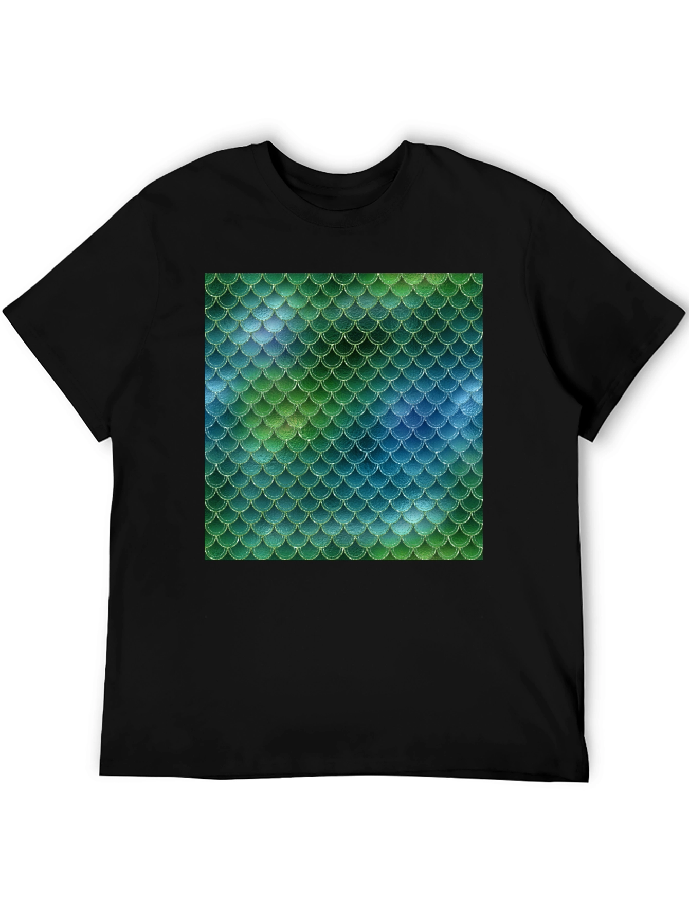 Mermaid Scale Tee - Black Stylish Casual T-Shirt